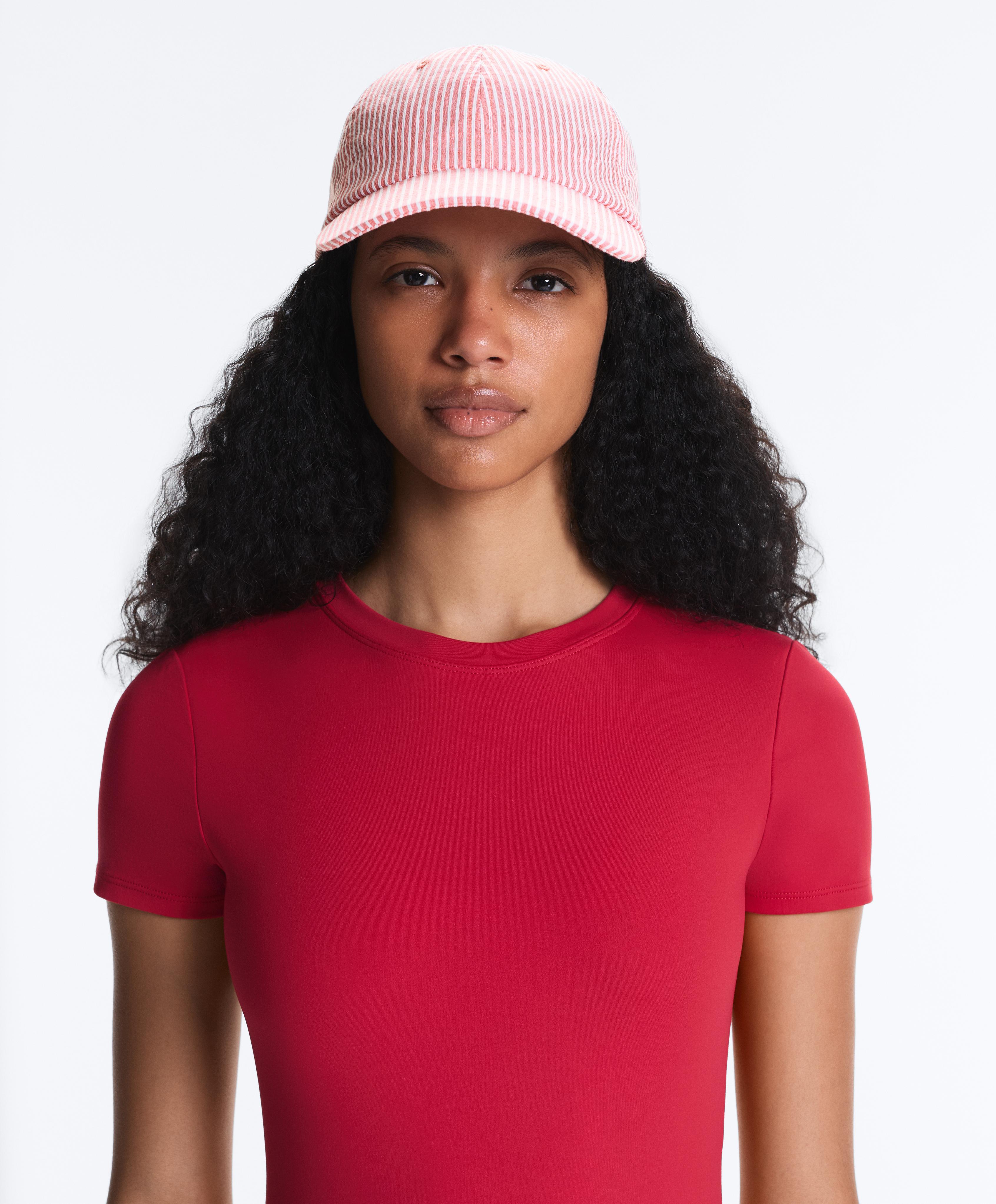 100% cotton striped cap — RED