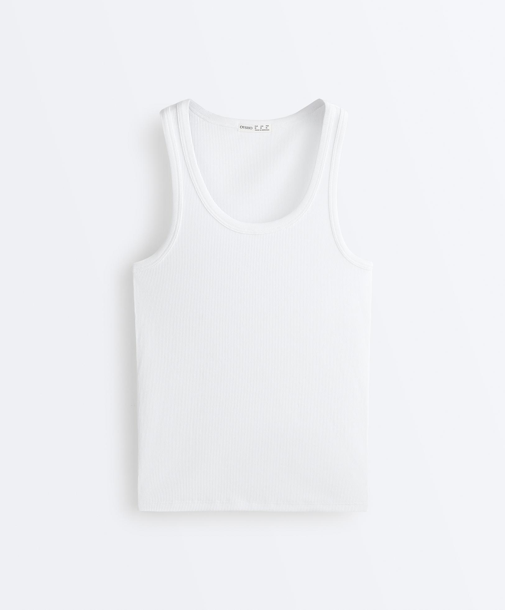 Slim-fit rib vest top with cotton and modal — WHITE