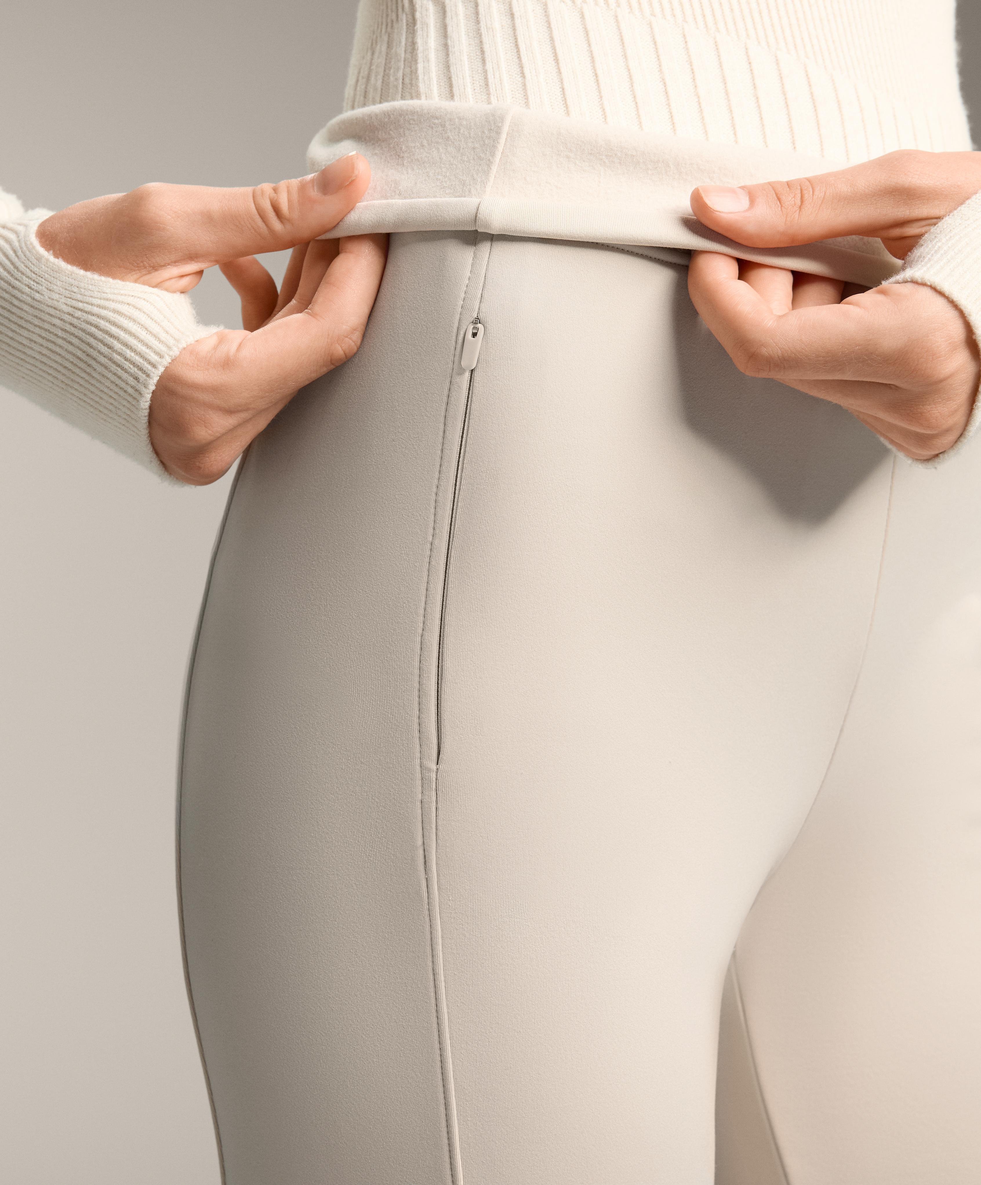 High rise warm flare trousers with pockets — PALE MINK