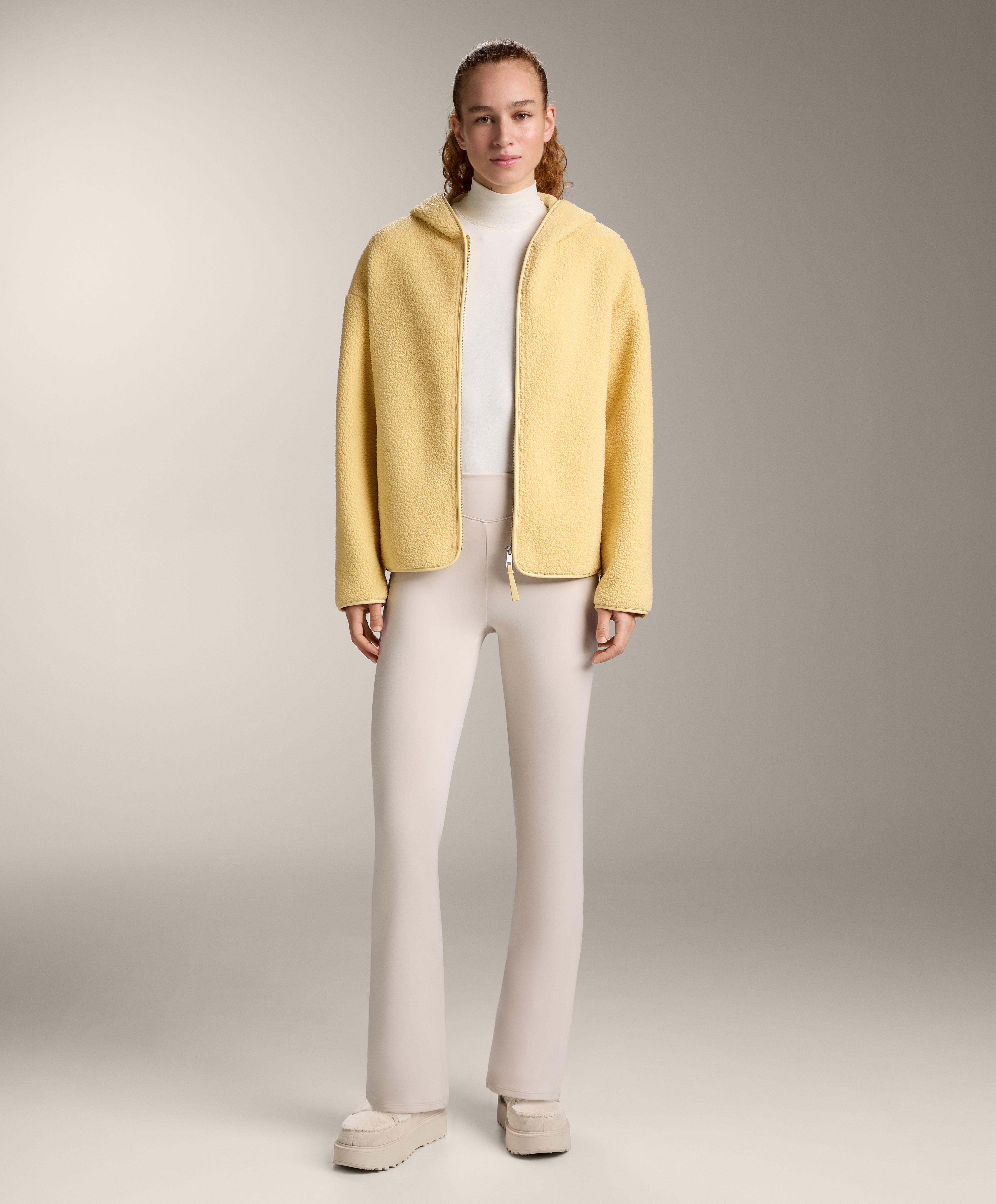 Faux-shearling jacket with hood — YELLOW