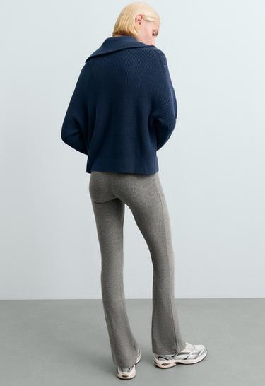 Knit jumper with half zip, cotton and 18% wool — NAVY BLUE 4