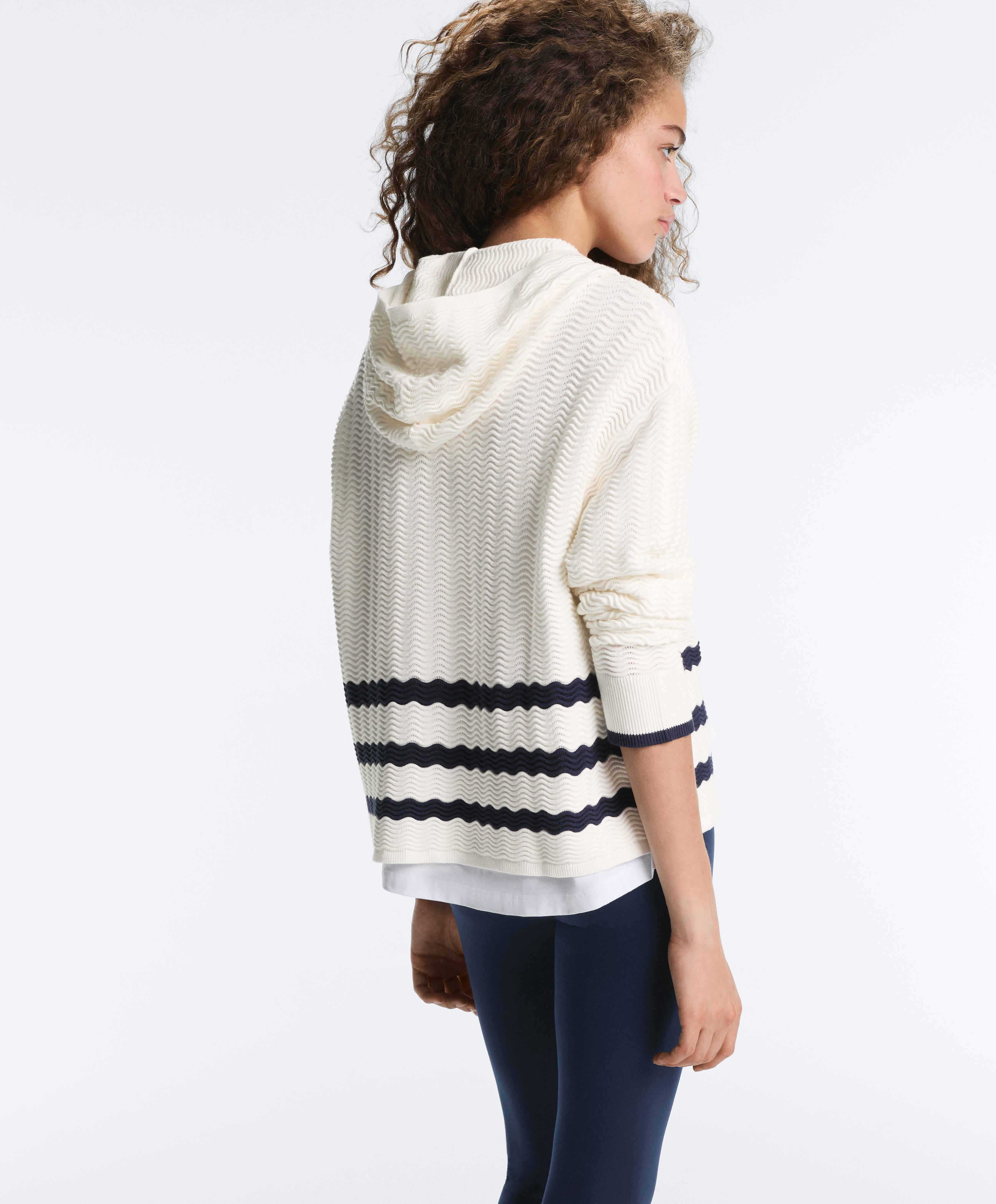 Wave knit hooded jacket — WHITE 