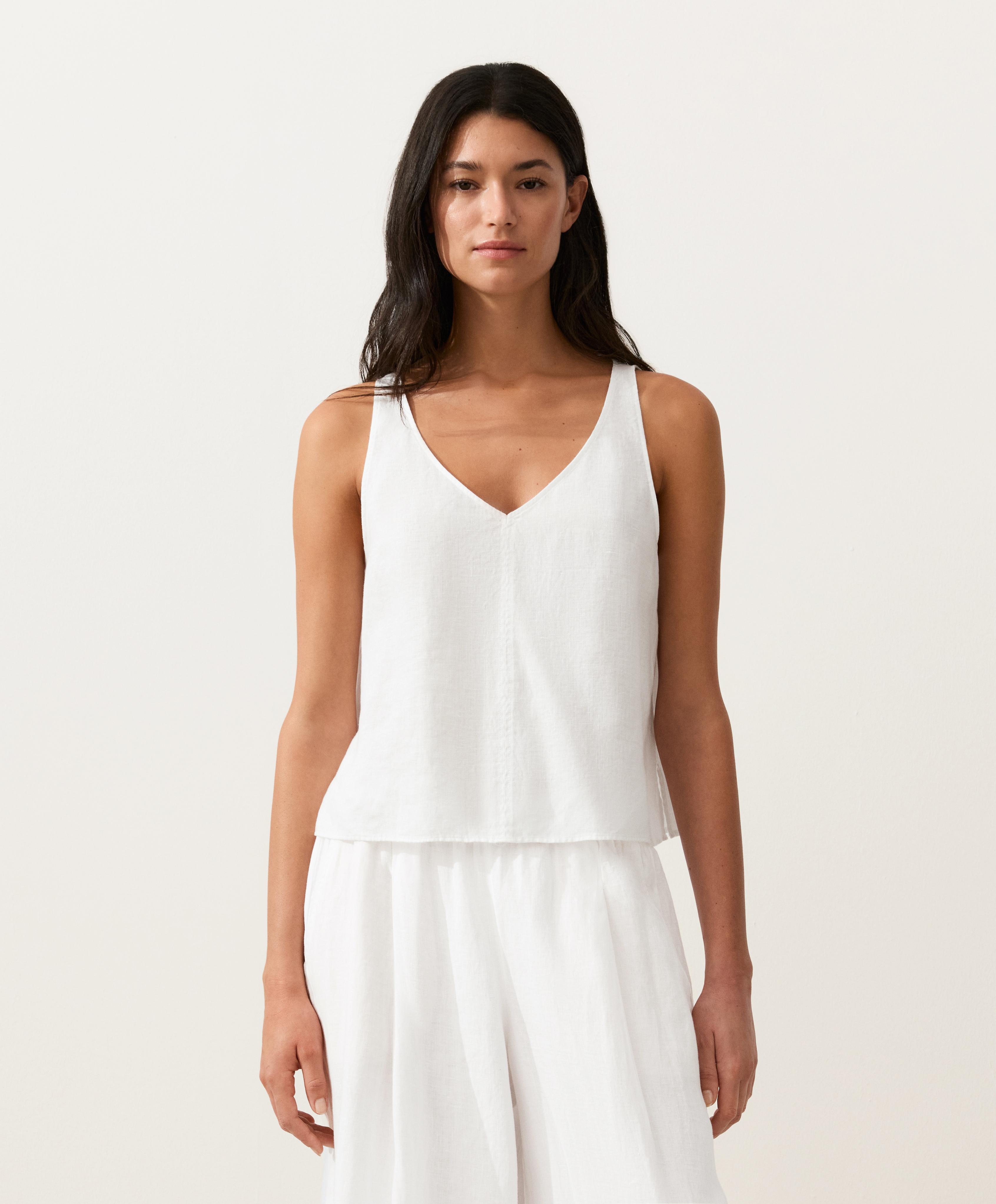 100% linen V-neck strap top