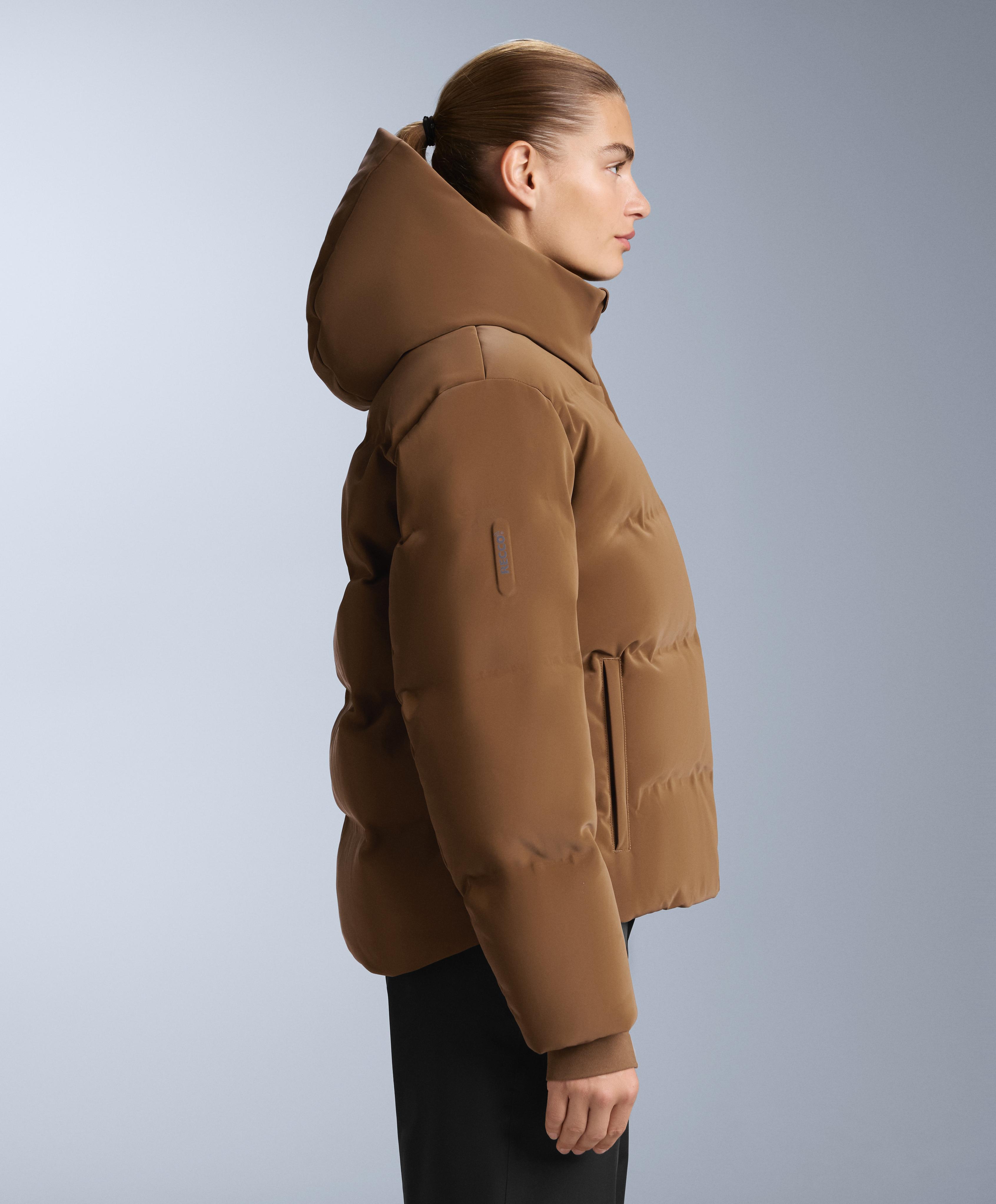 Satin padded jacket 80% down and 20% feather MINARDI PIUME SKI water-resistant — HONEY