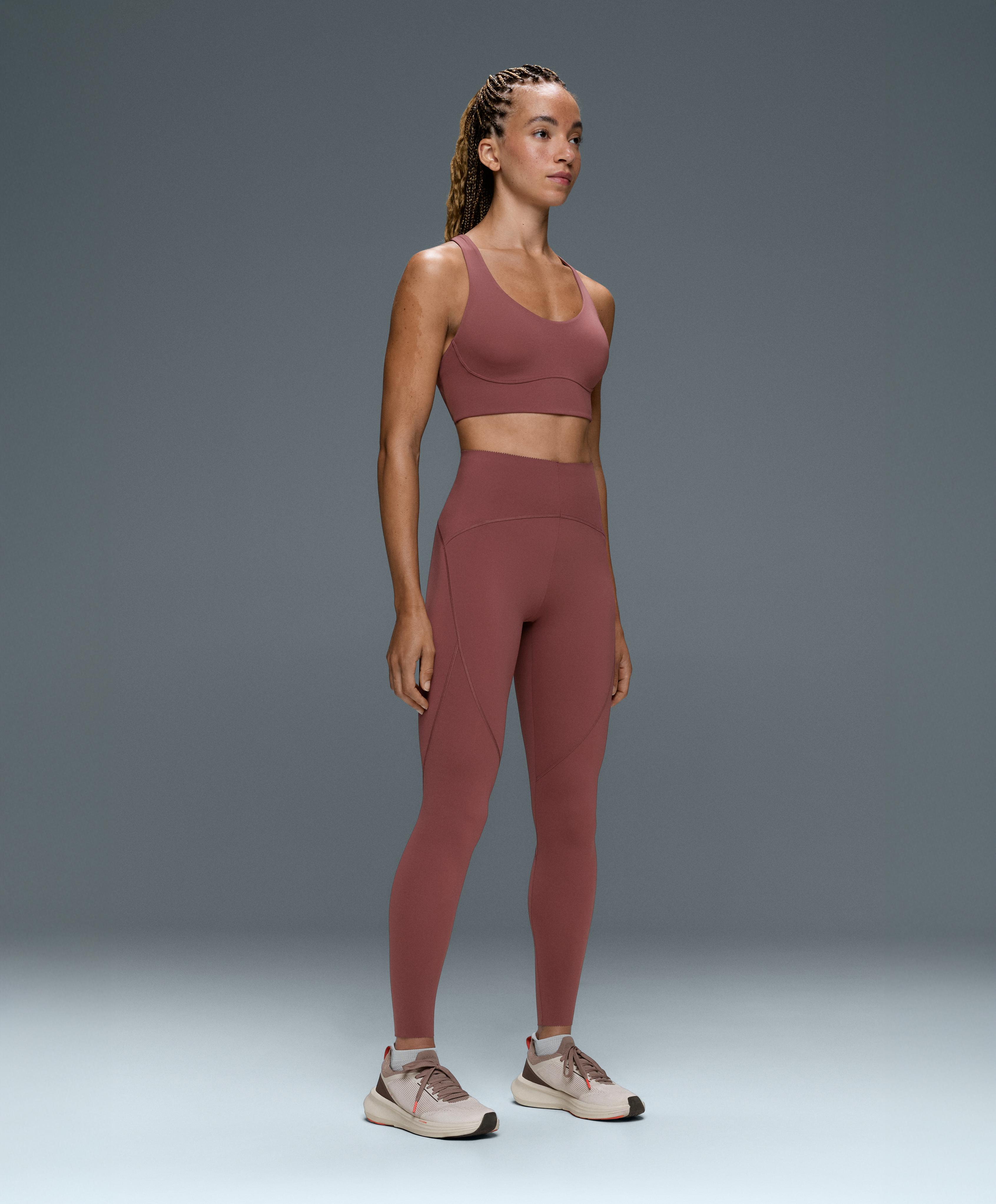 Compressive Medium-Support Crossover Back Sports Bra — FADED BURGUNDY