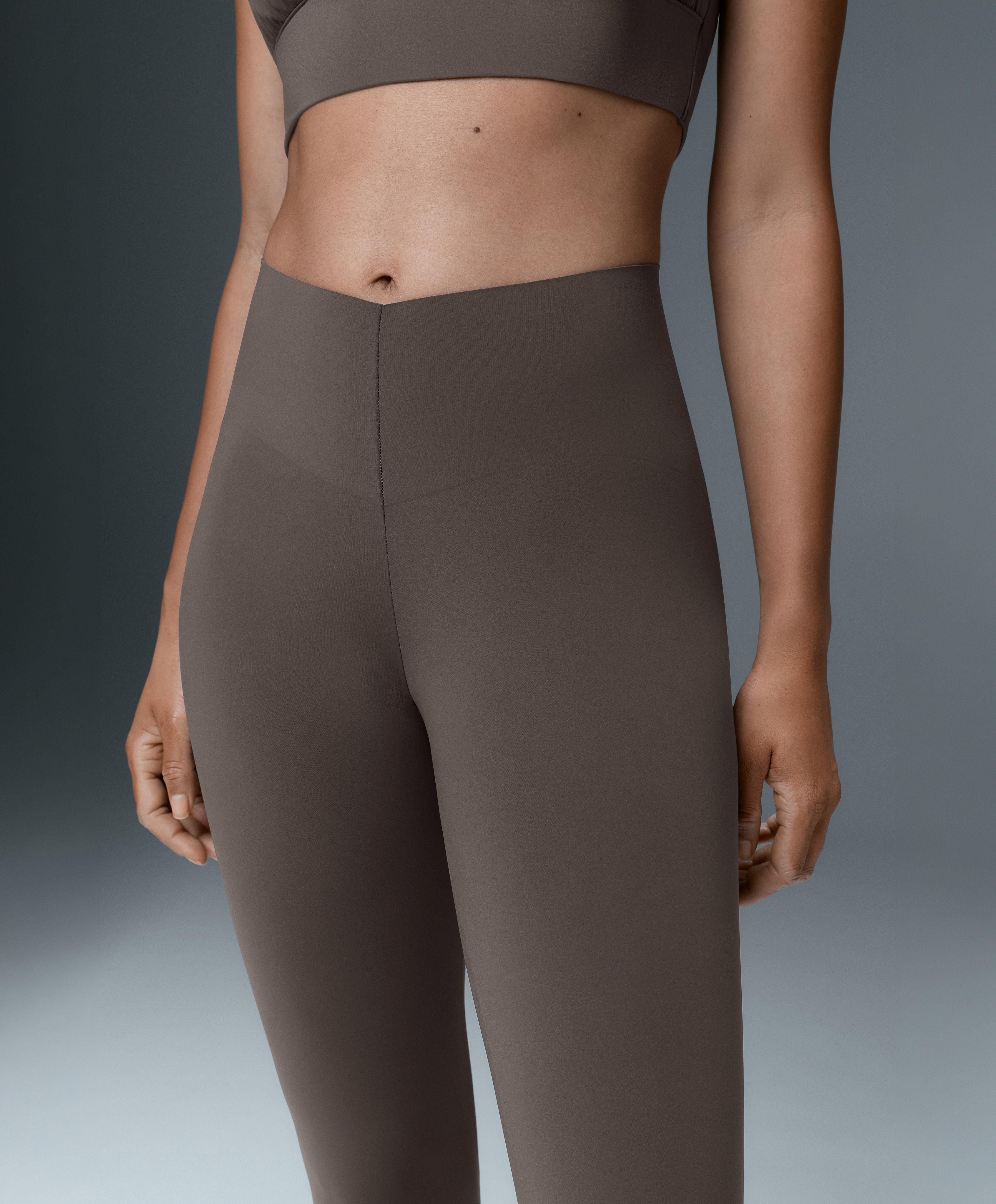 V-cut Light Touch 65cm high-rise ankle-length leggings — BROWN-KHAKI (alternate view)