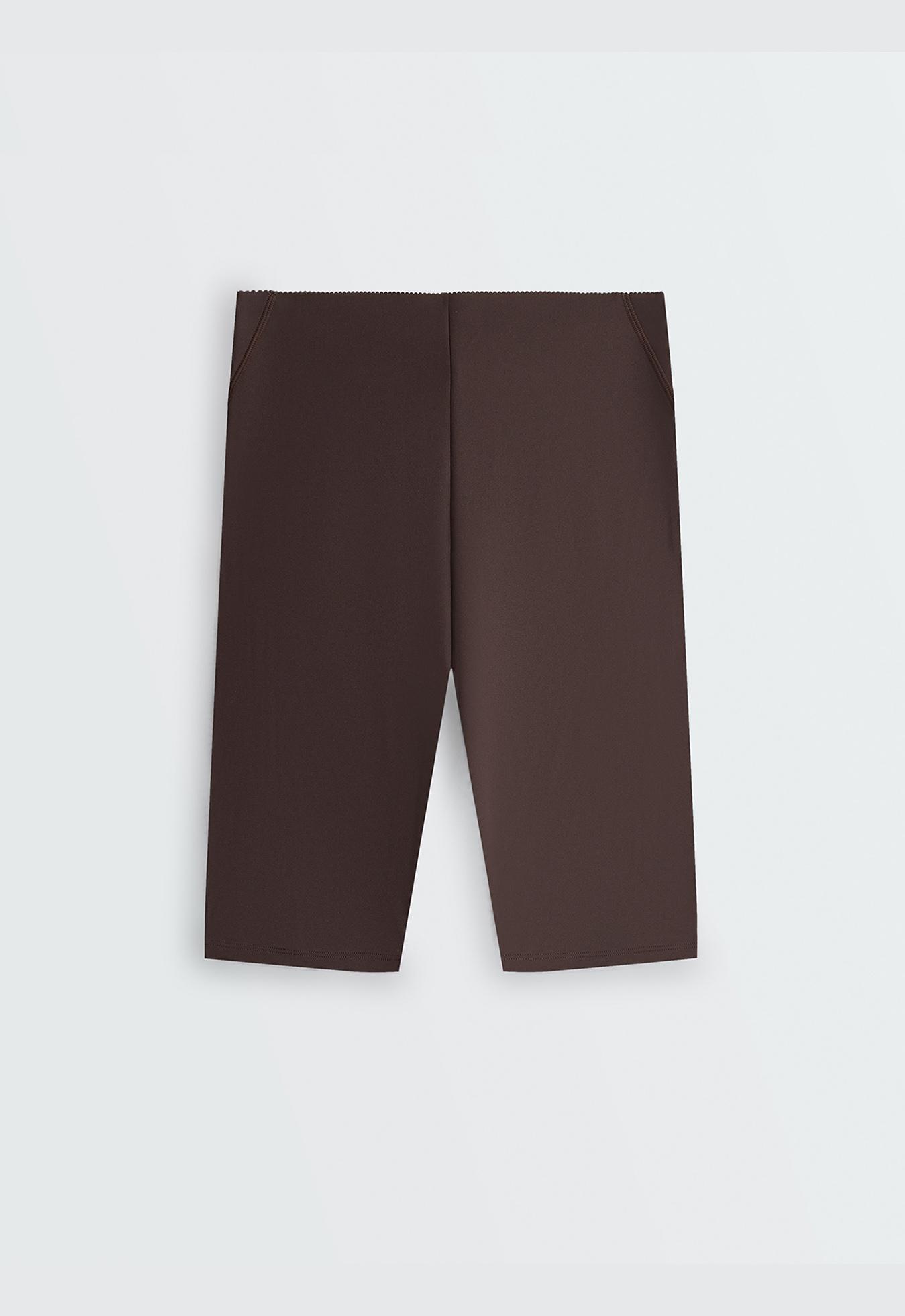 High-rise compressive core control 25cm cycle leggings — DARK REDDISH‑BROWN