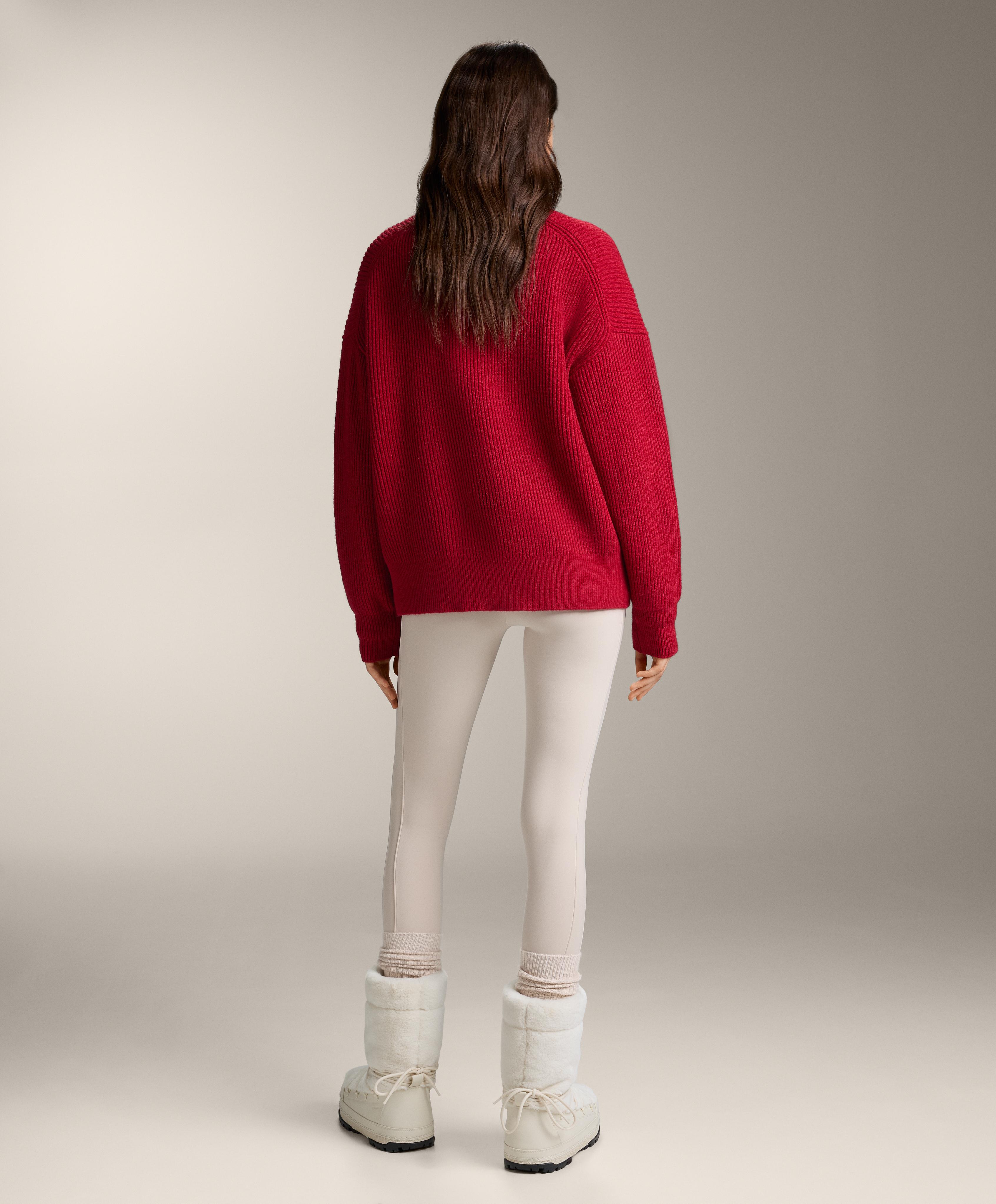 Long rib-knit jacket — RED