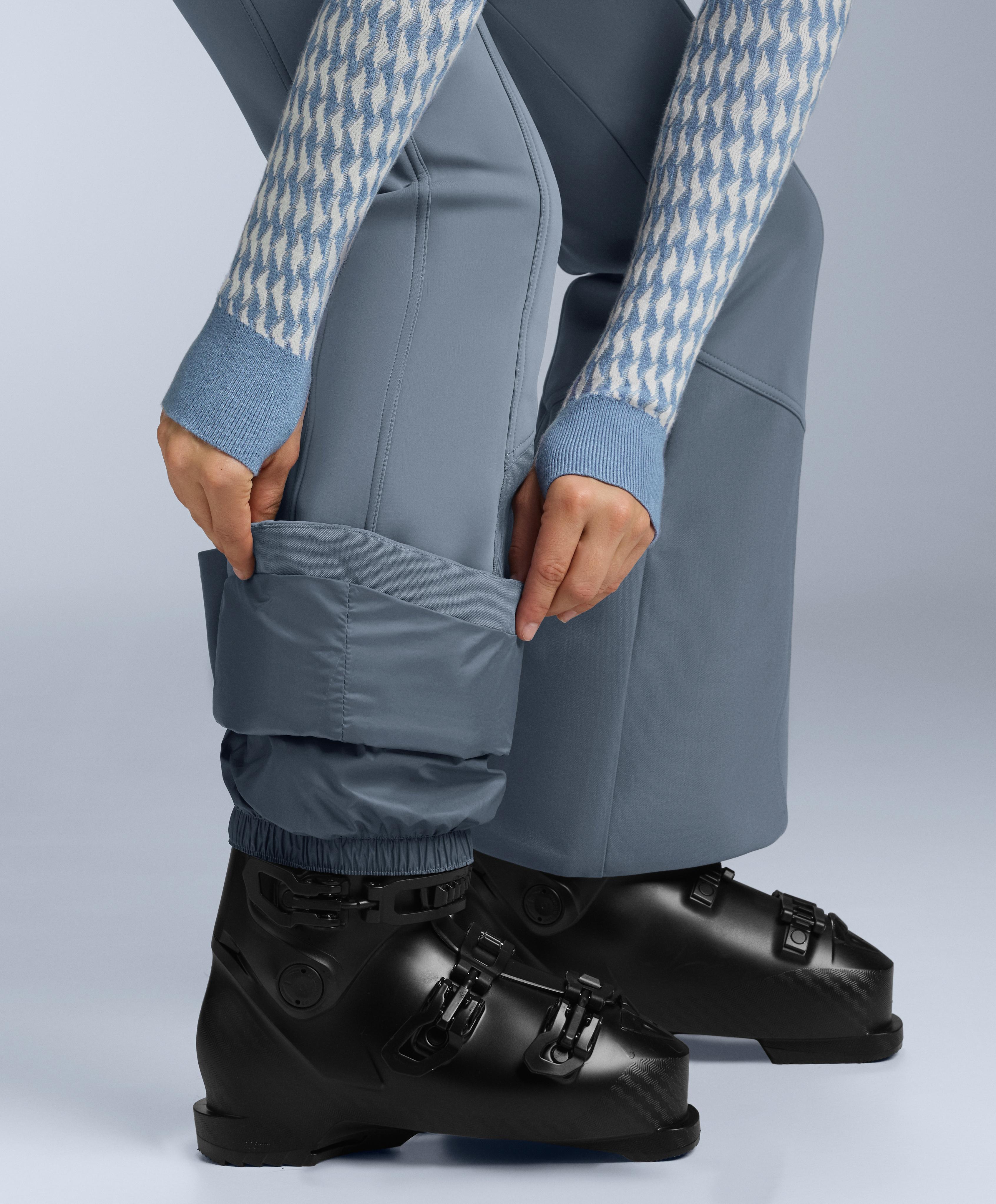 Water-resistant high-rise flare stretch SKI trousers — GREY-BLUE