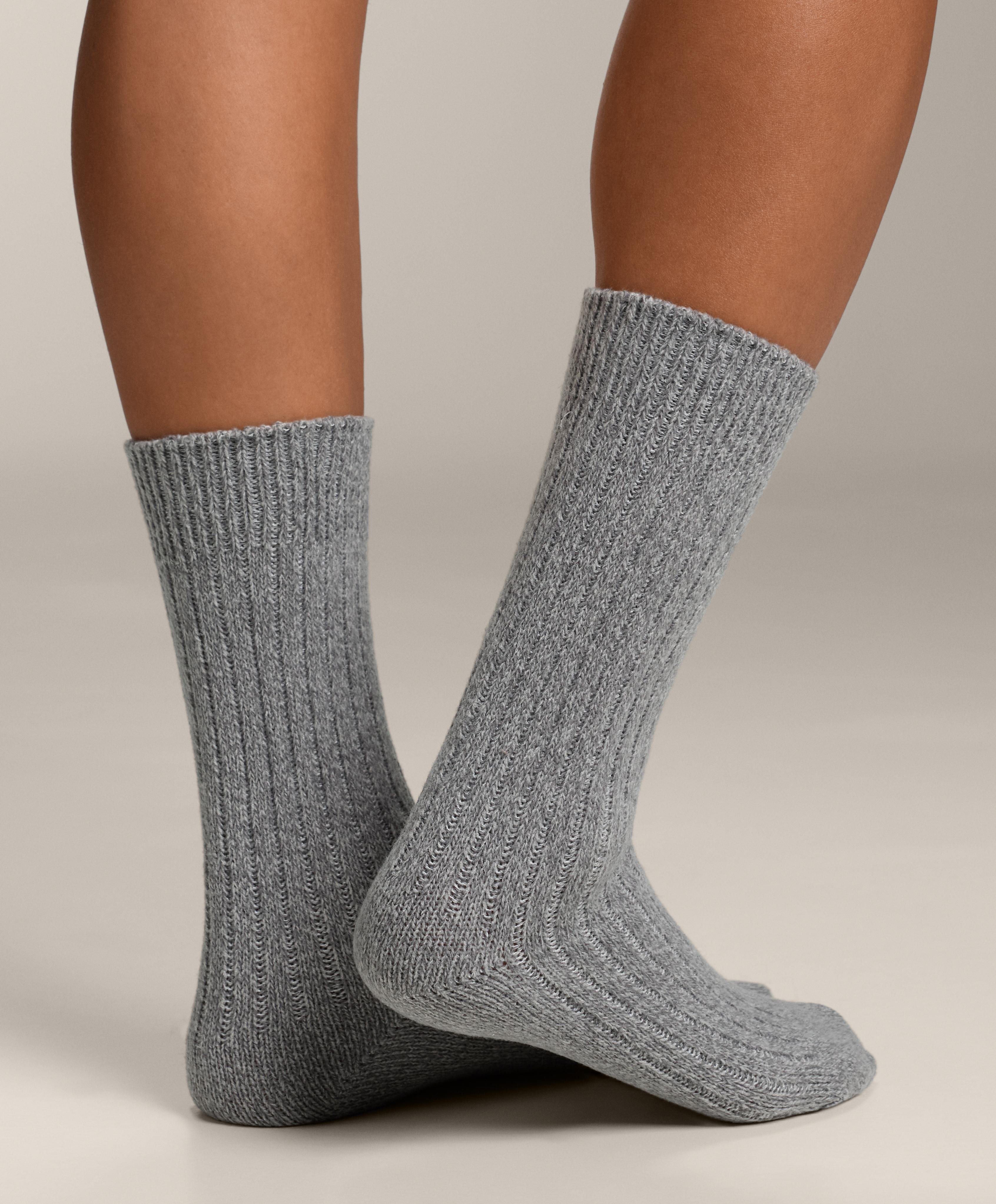 2 Pairs of Classic Ribbed Socks — PALE GREY MELANGE
