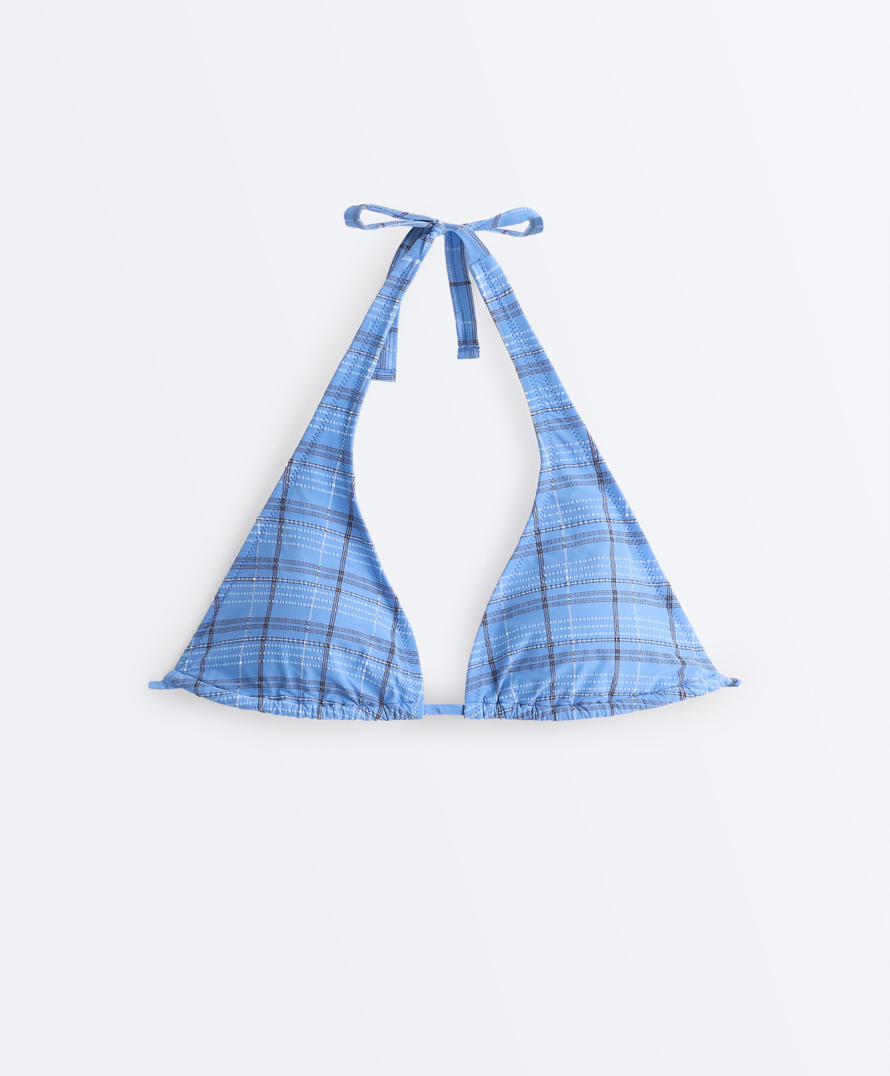 Halterneck gingham bikini — SKY BLUE