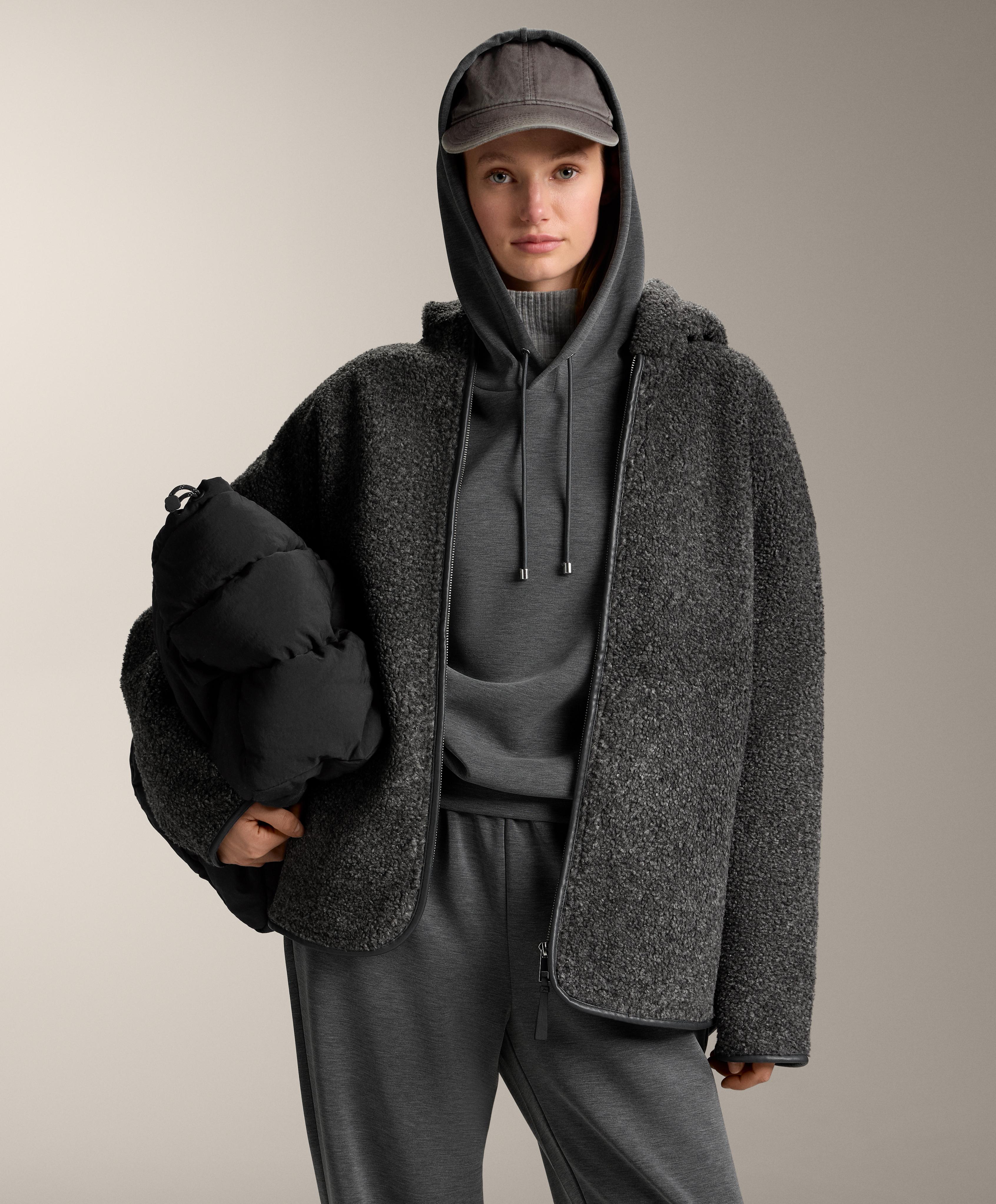 Boxy hooded sweatshirt with brushed modal marl — ASPHALT GREY