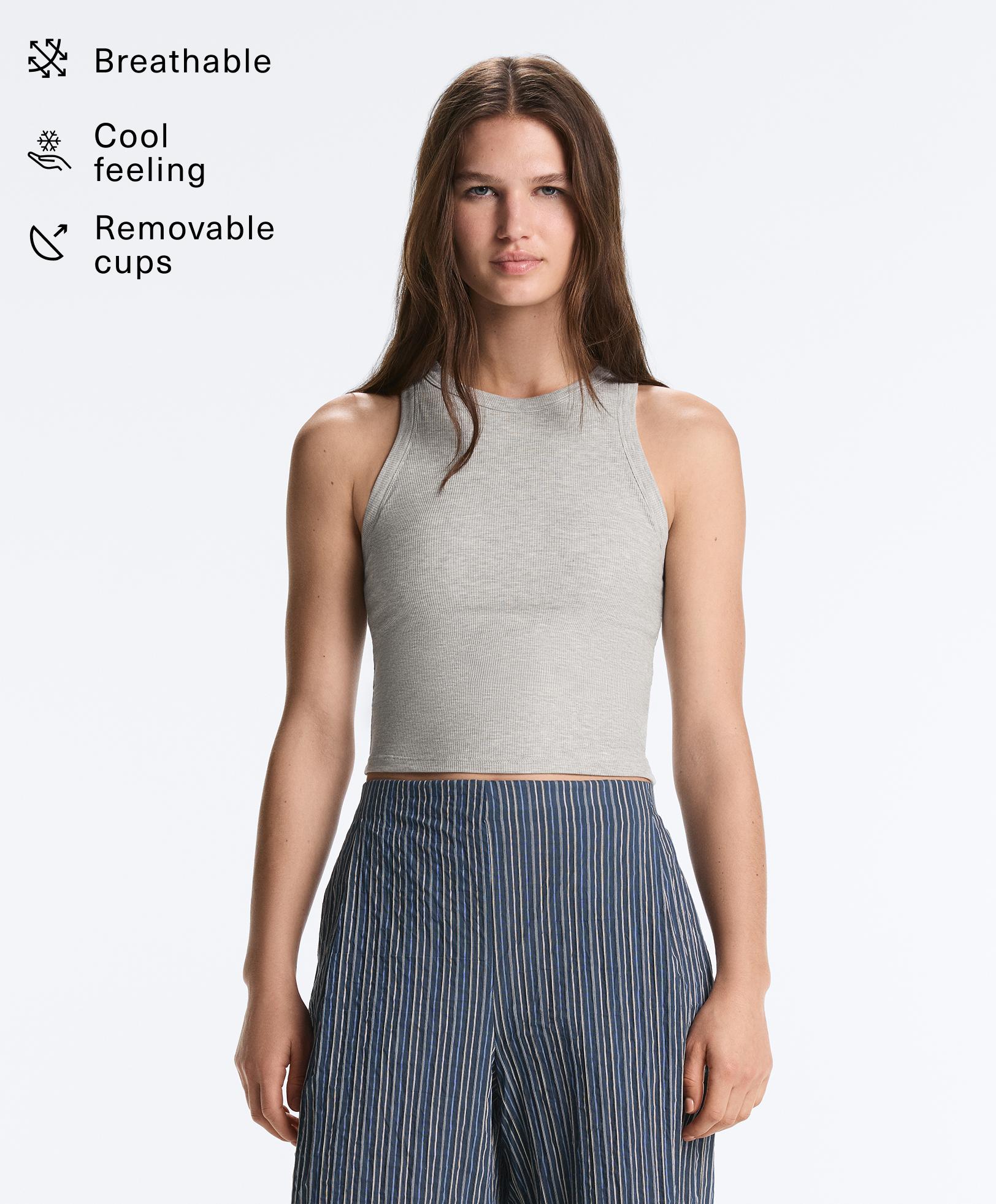 Tank top largo rib mezcla modal Tank top largo rib mezcla modal