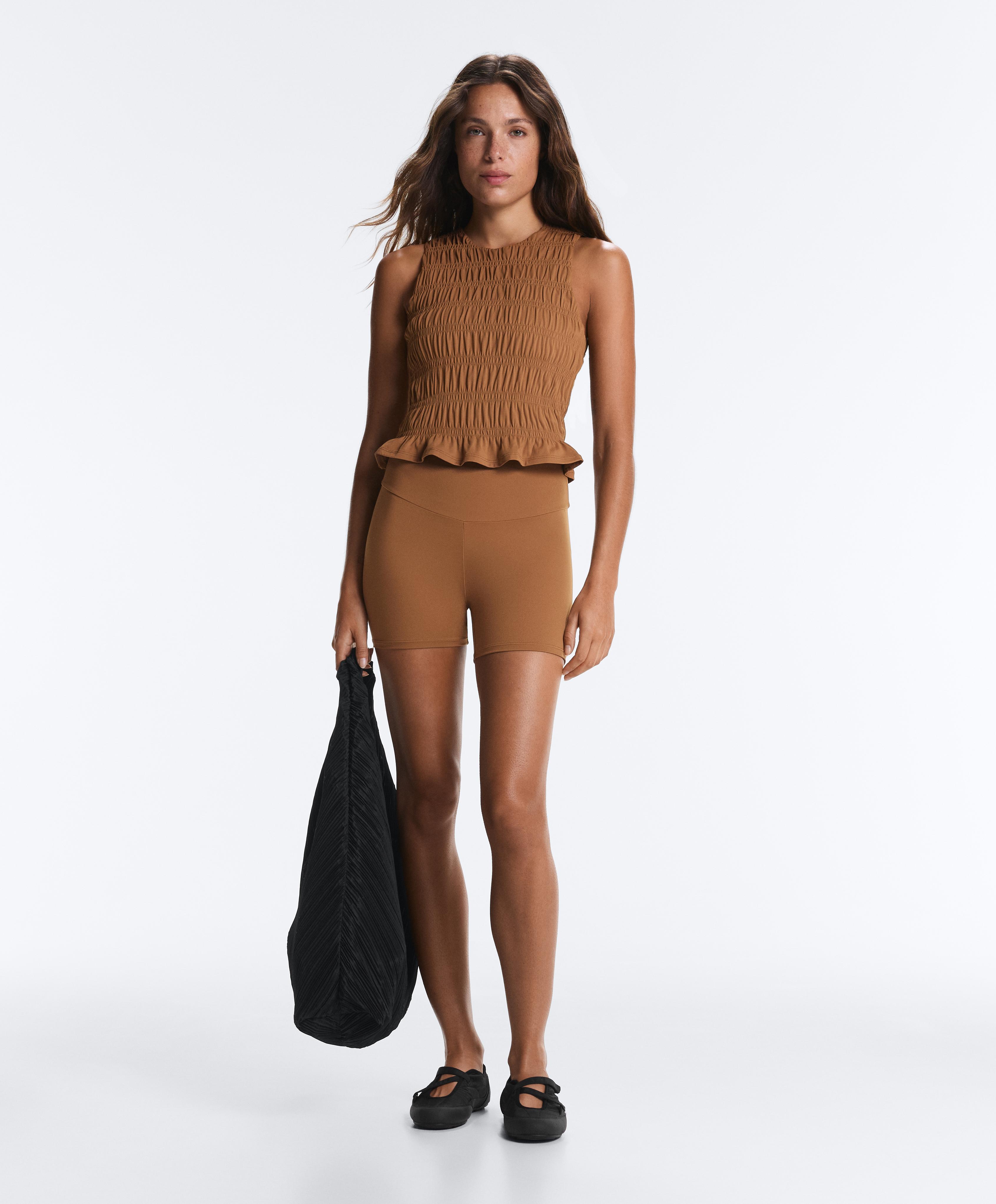 Comfortlux smock sleeveless T-shirt — TOFFEE