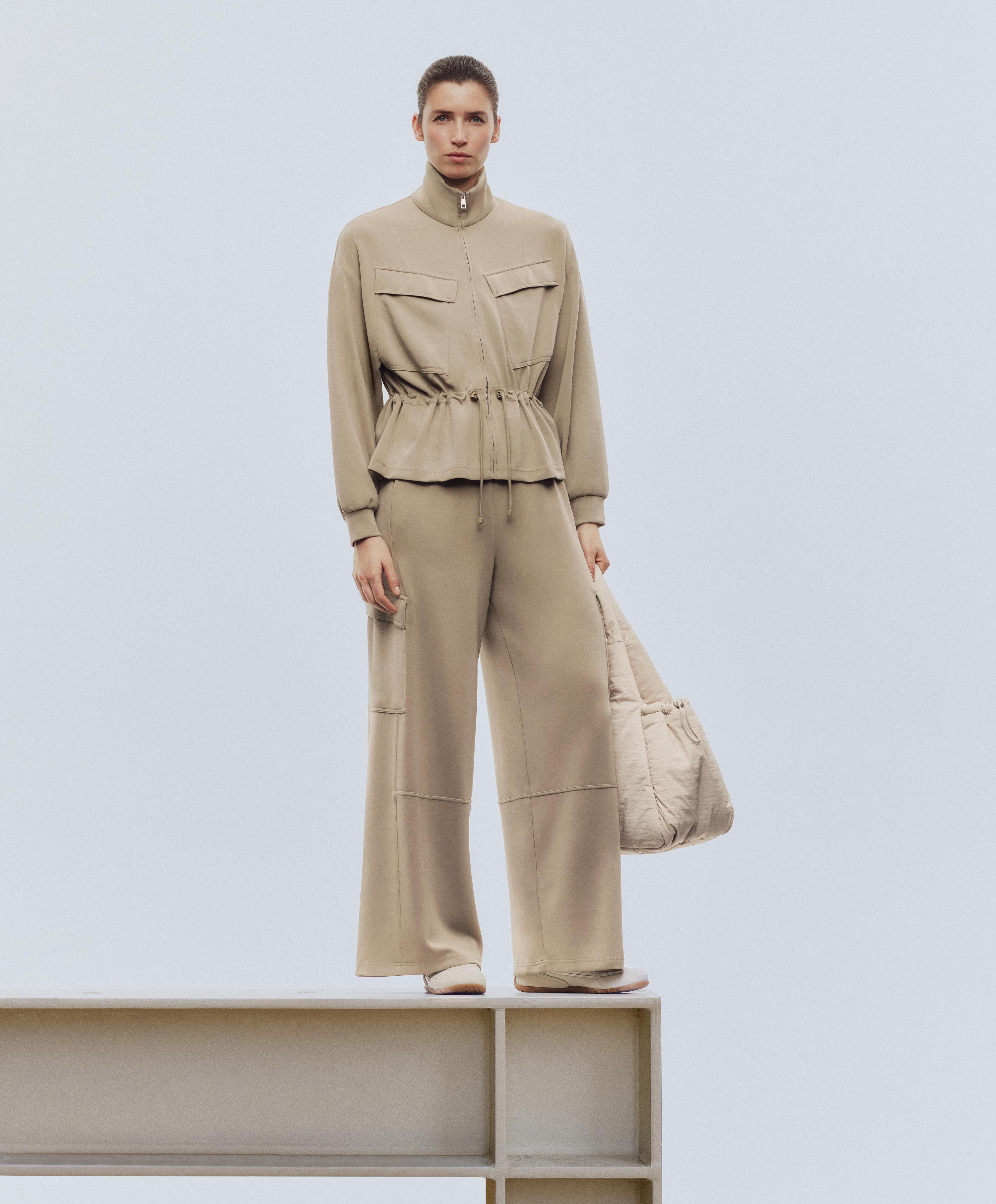 Khaki cargo tracksuit with modal