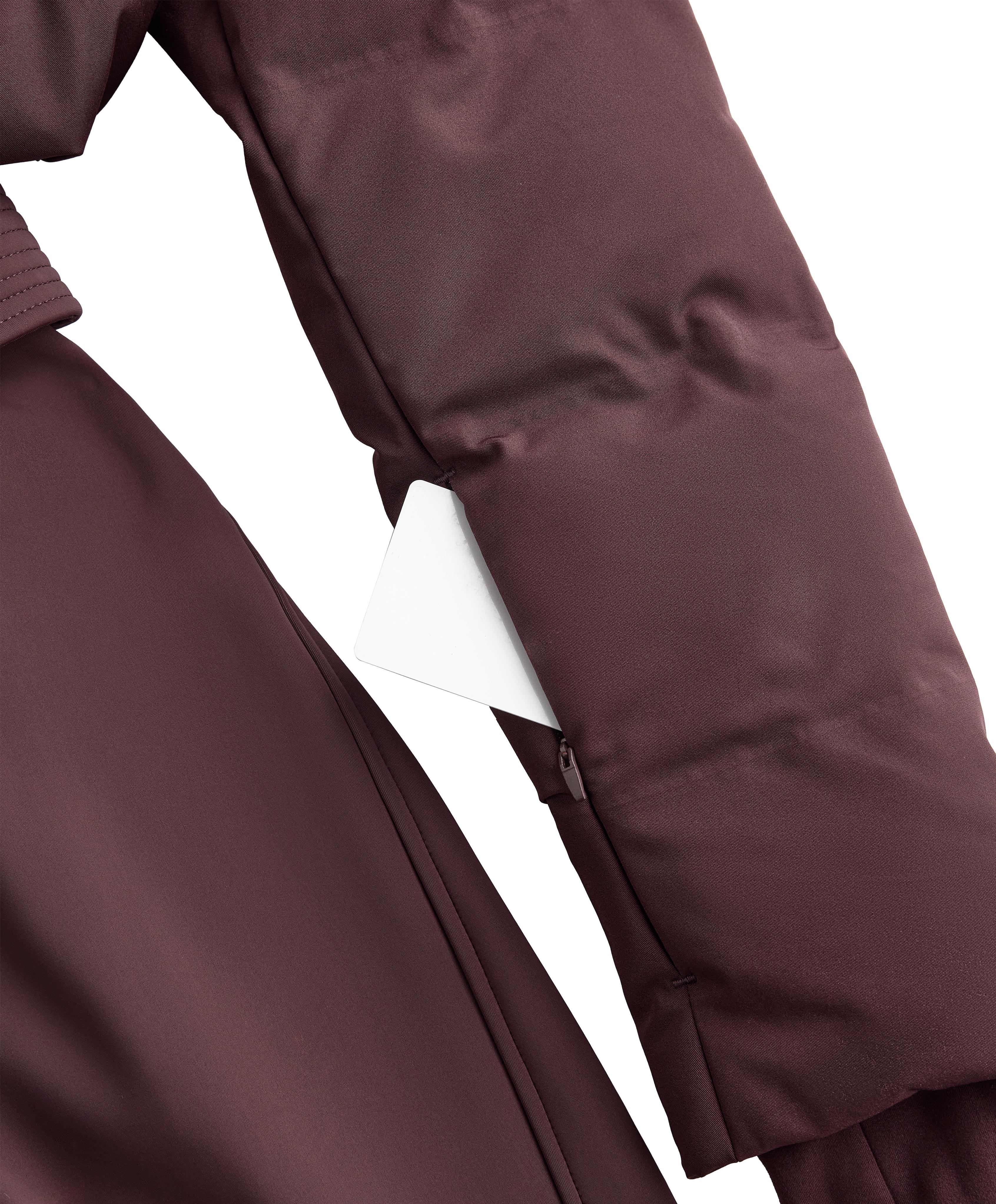 MINARDI PIUME SKI water-resistant padded jumpsuit with 80% down and 20% feather filling — DARK WINE RED