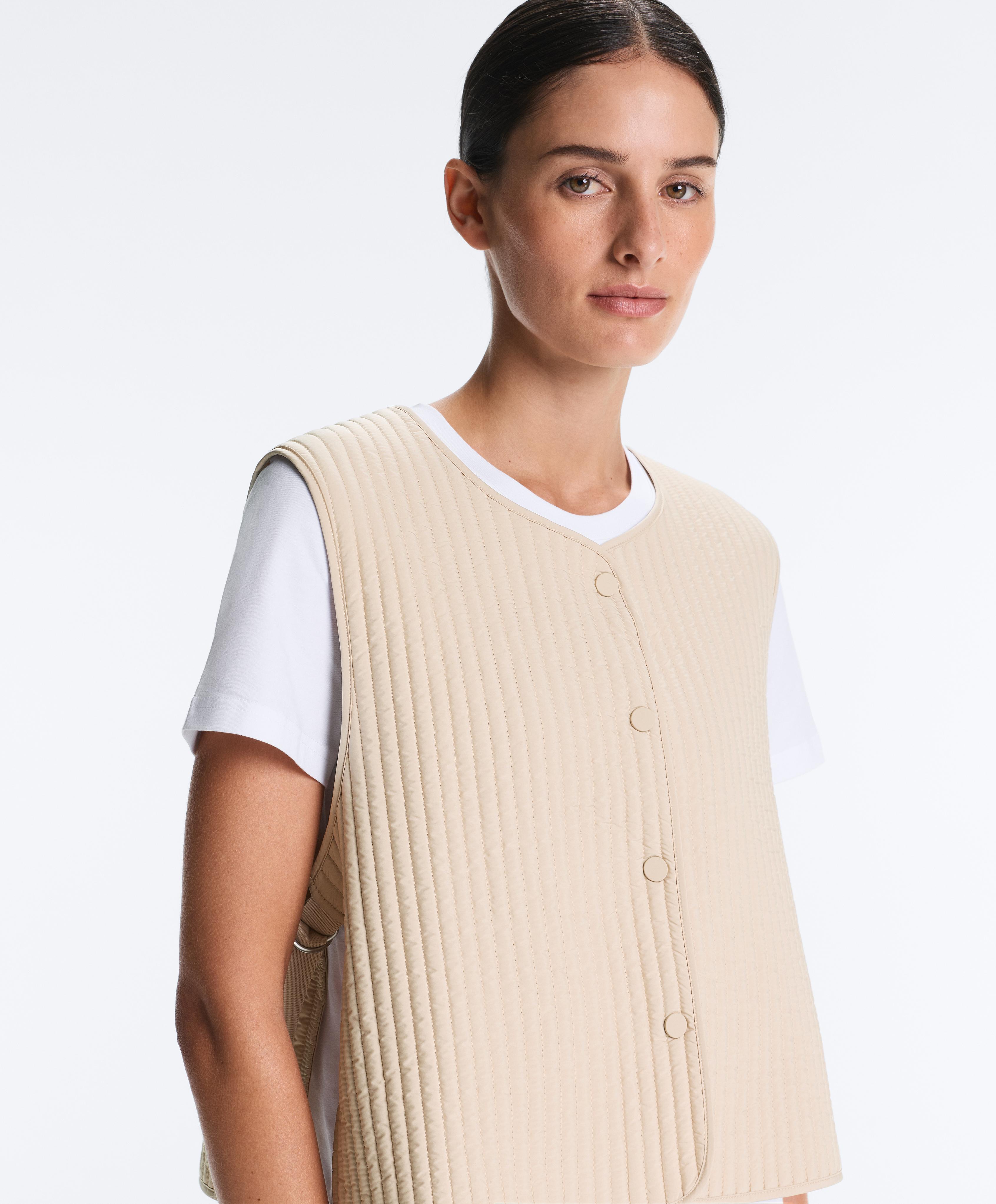 Thin padded nylon gilet — PALE BEIGE