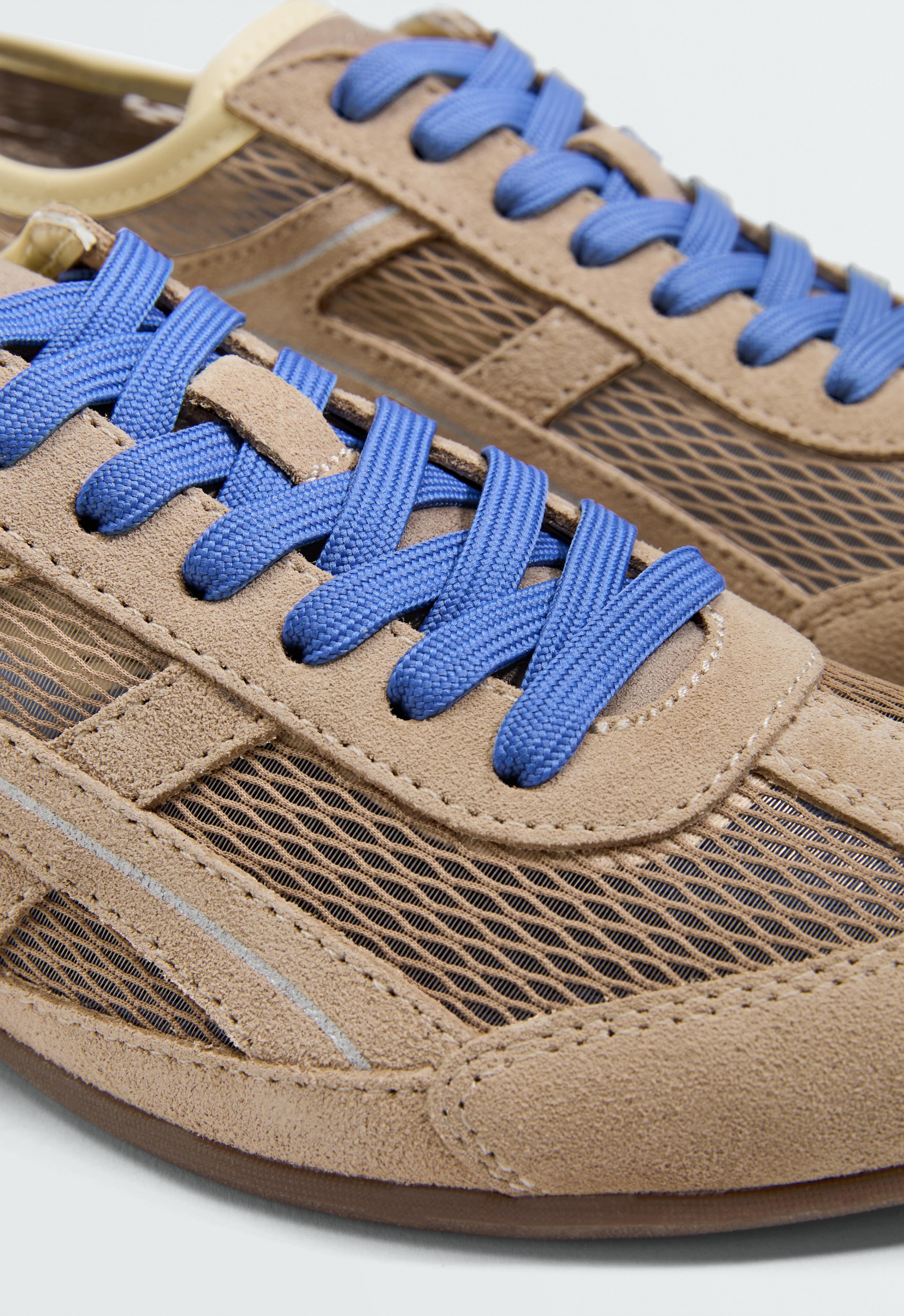 Split-suede and mesh trainers - Sale