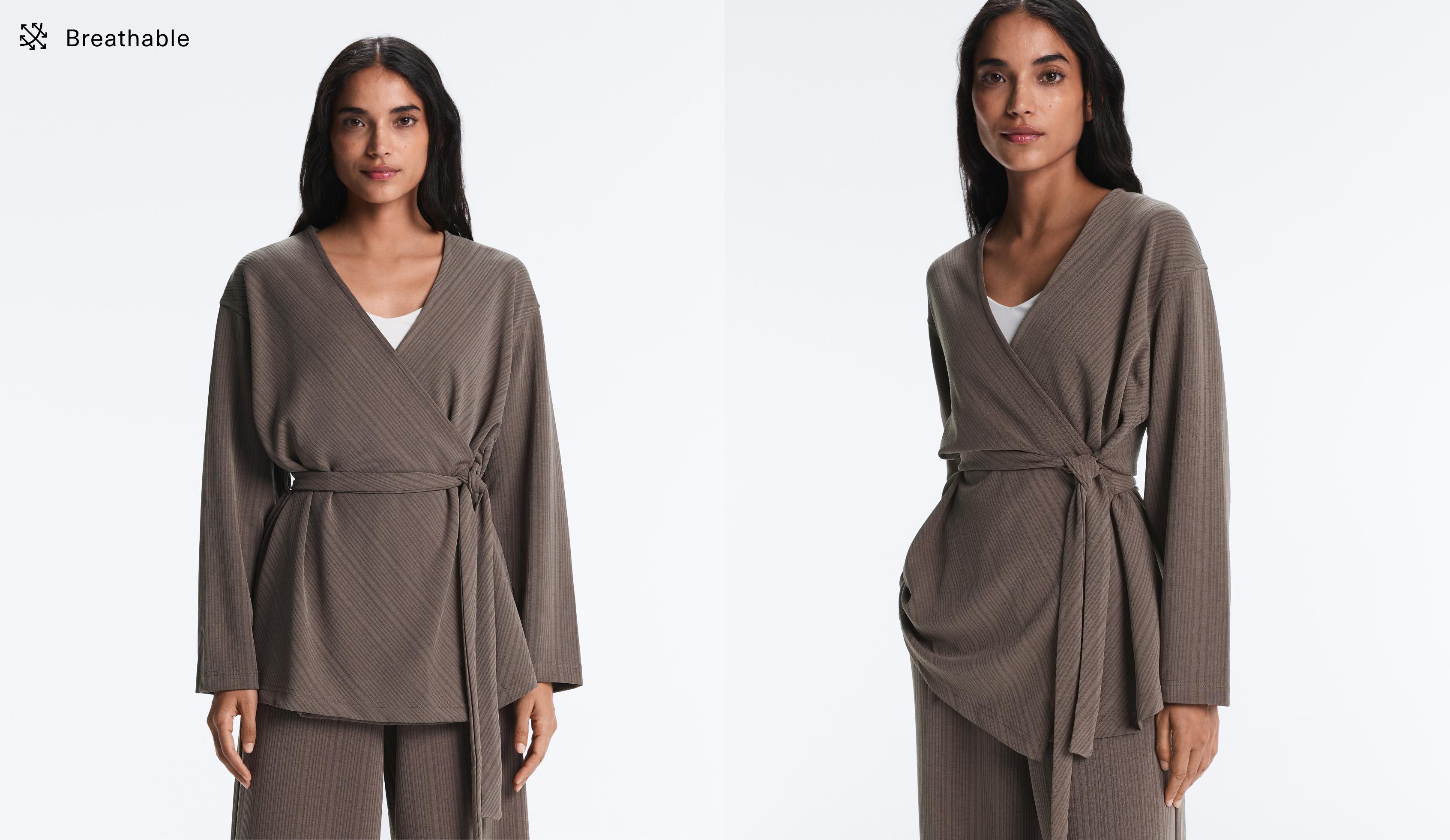 Long asymmetric stripe jacket with modal Long asymmetric stripe jacket with modal