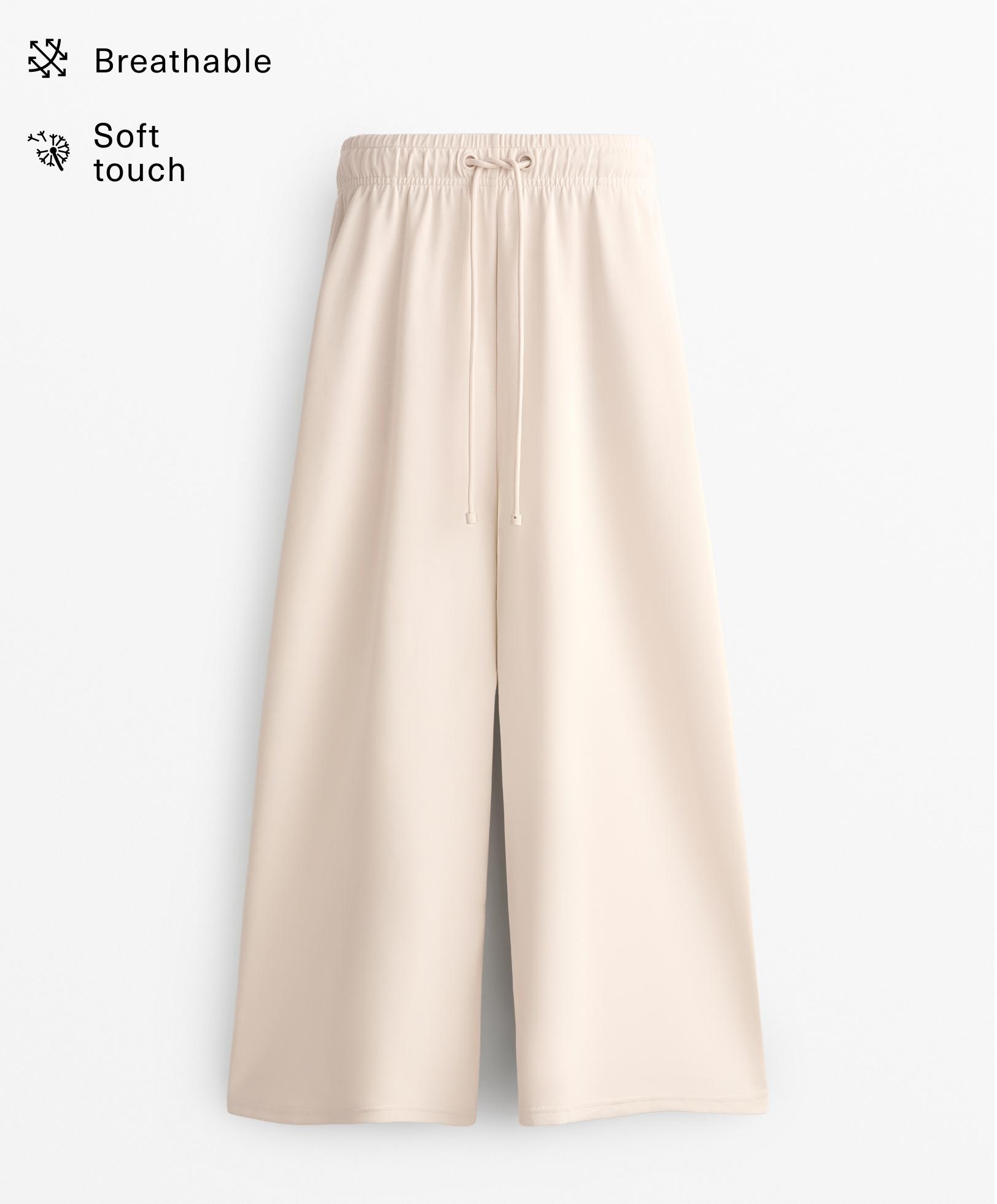 Soft-touch wide-leg crop trousers with modal