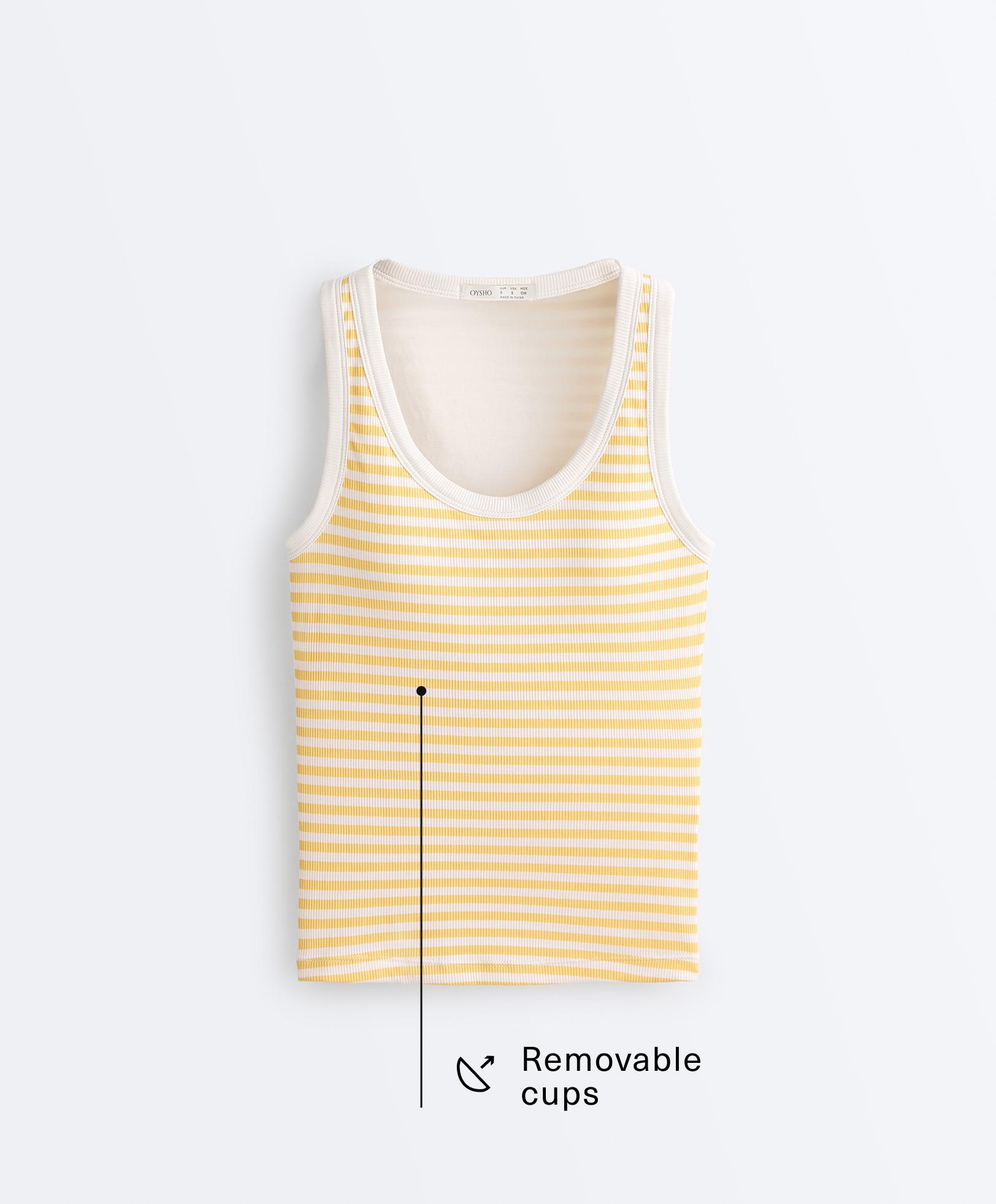 Long modal rib stripe tank top — MID-YELLOW