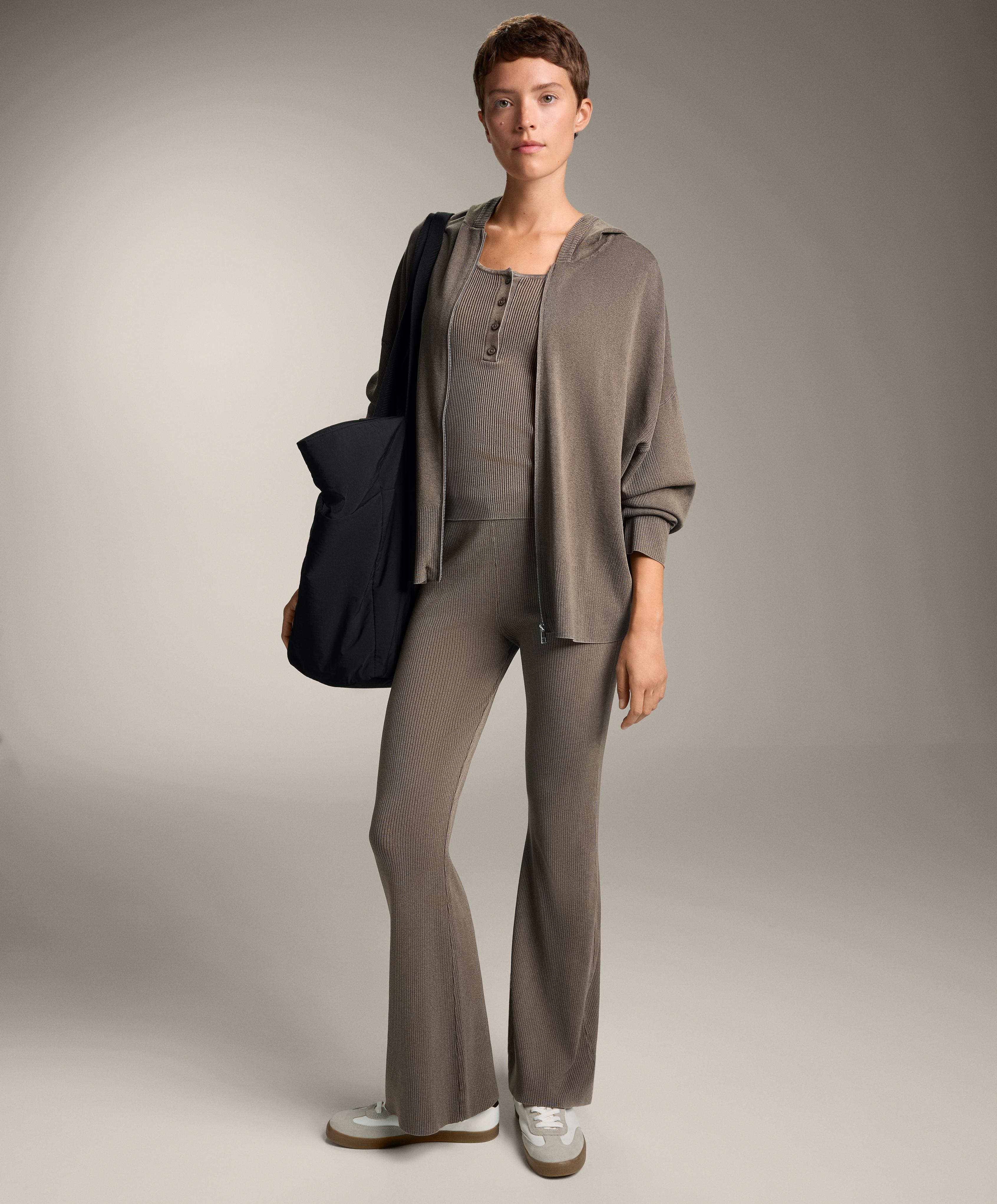 Pantalon évasé maille rib