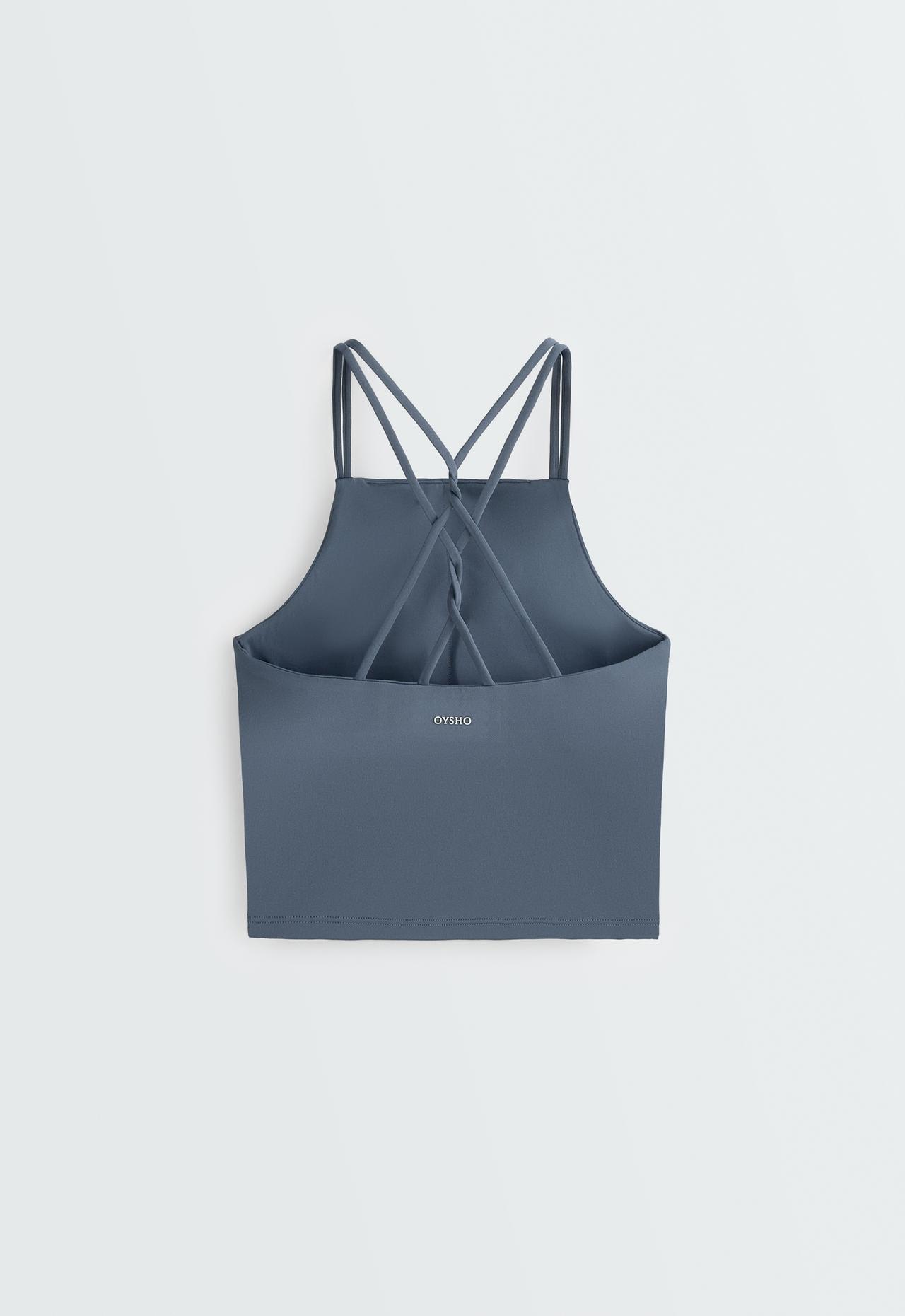Comfortlux crossed-strap tank top — DARK PETROL BLUE