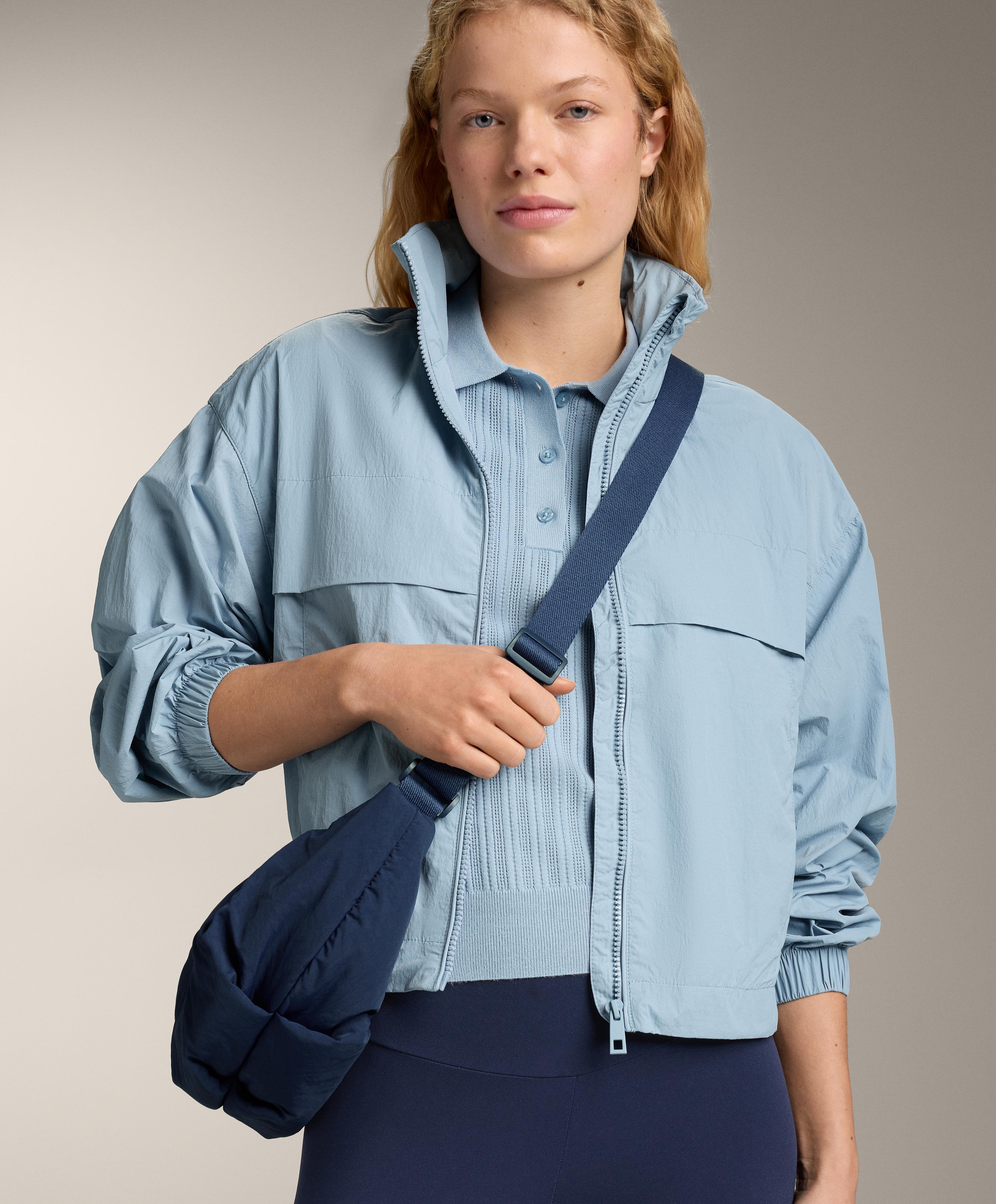 Pointelle knit polo shirt — SKY BLUE