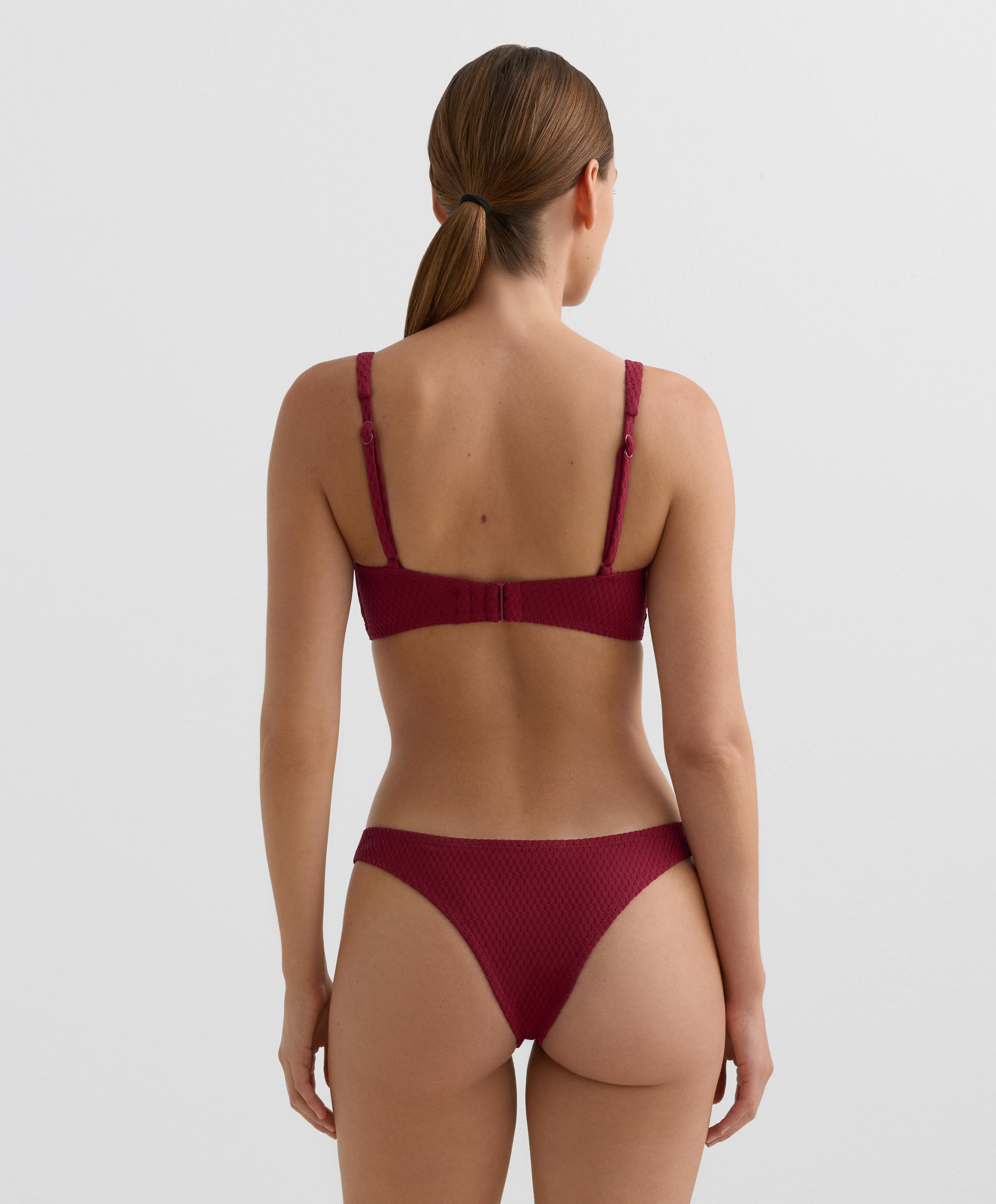 U-cut mini check jacquard Brazilian bikini briefs — PALE PLUM