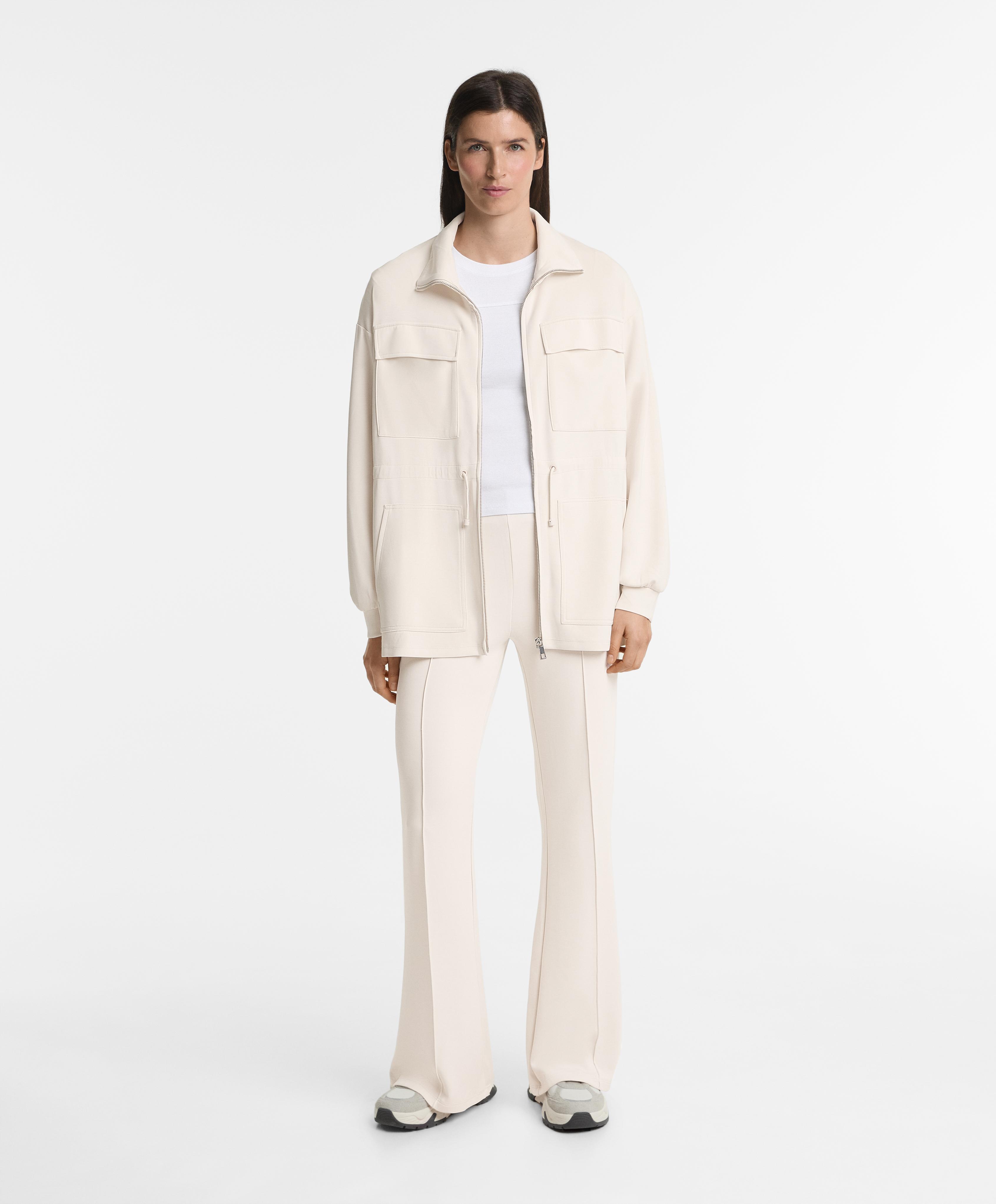 Ecru crease flare tracksuit with modal