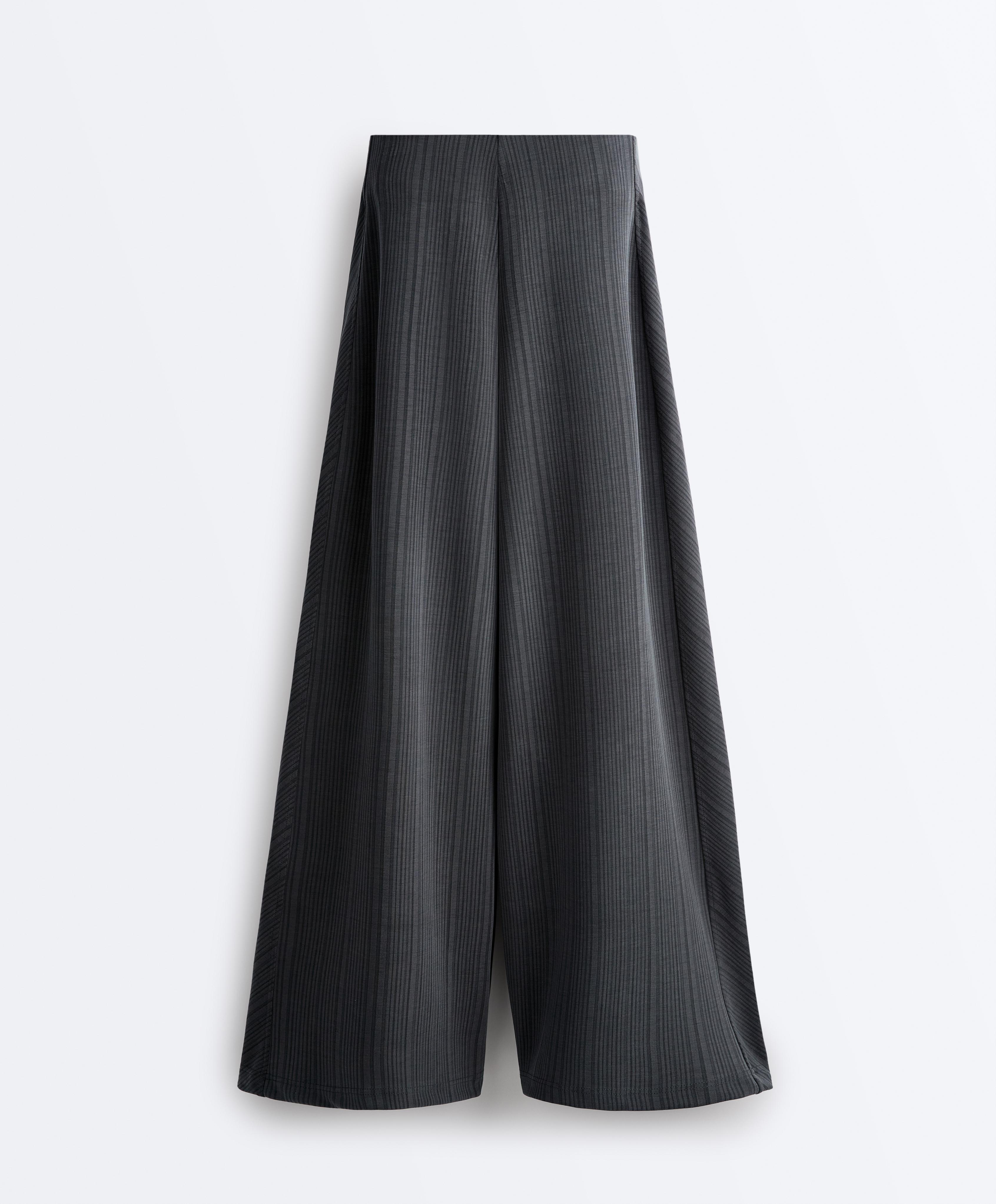 Asymmetric stripe trousers with modal — ASPHALT