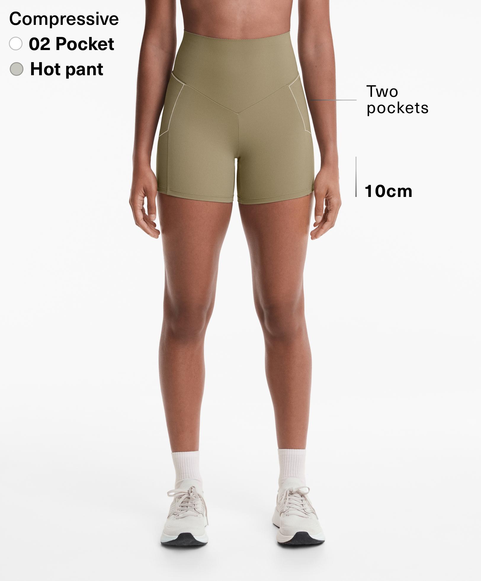 10cm Compressive pocket high rise hot pants