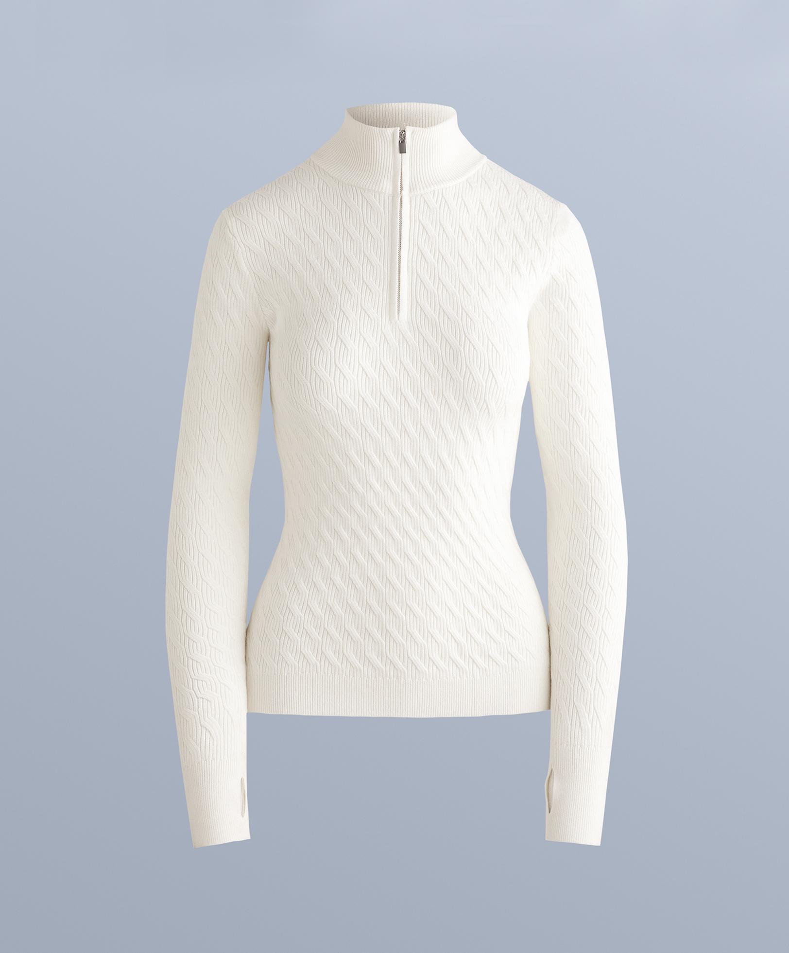 Jacquard knit thermal base layer T-shirt — WHITE 