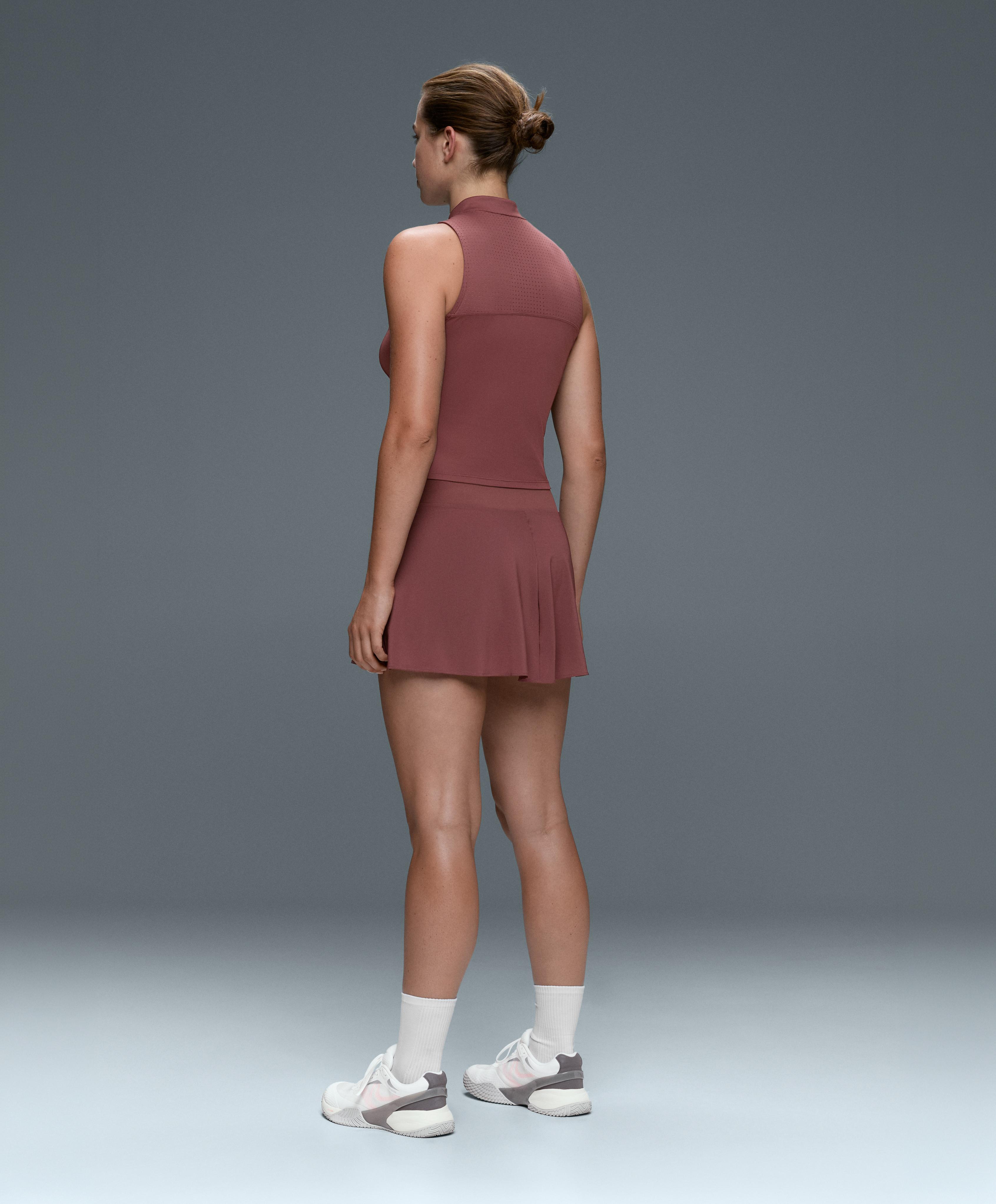 Technical half-zip sleeveless T-shirt — FADED BURGUNDY