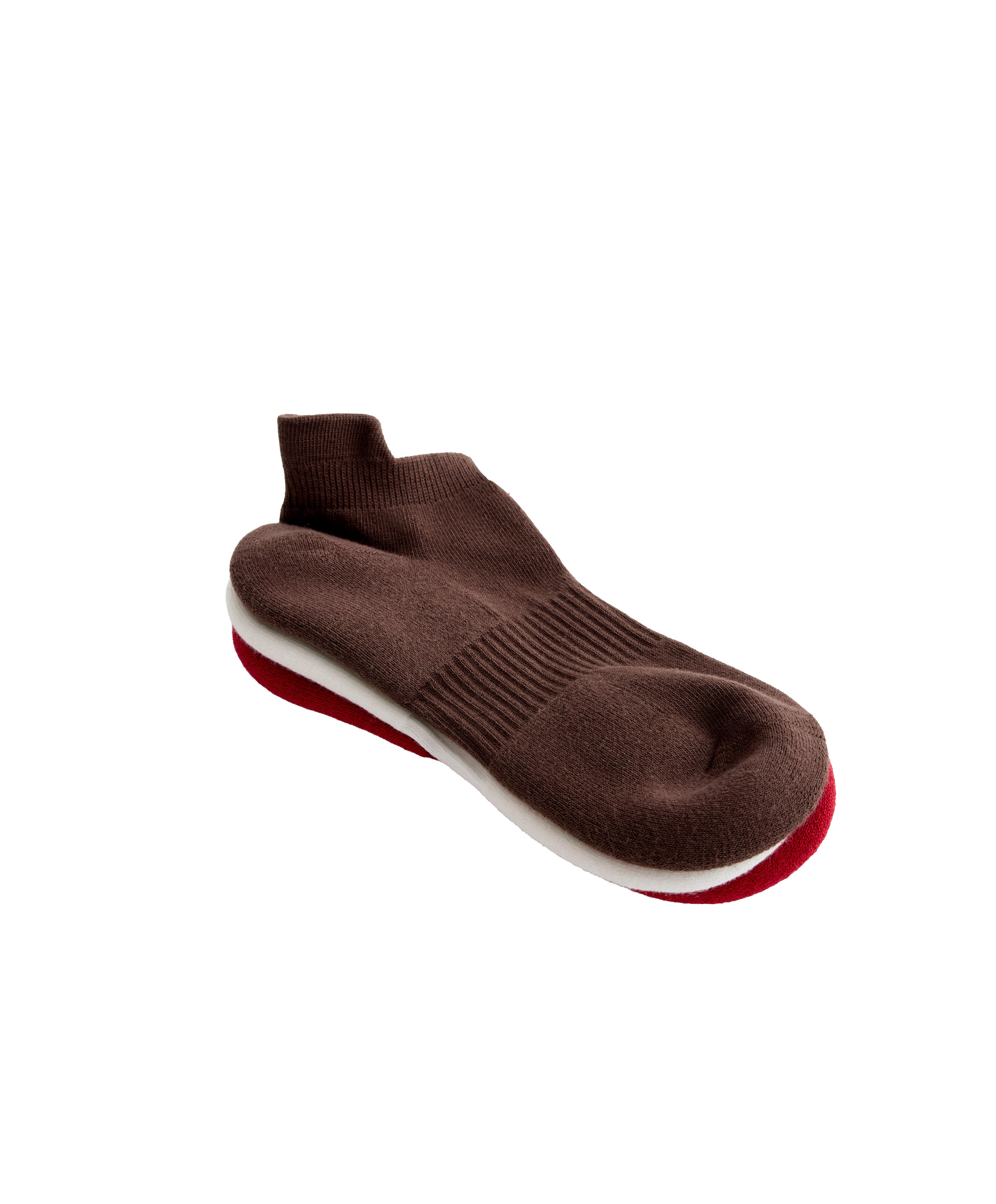 3 pairs of cotton blend sports sneaker socks with heel tab — CHOCOLATE