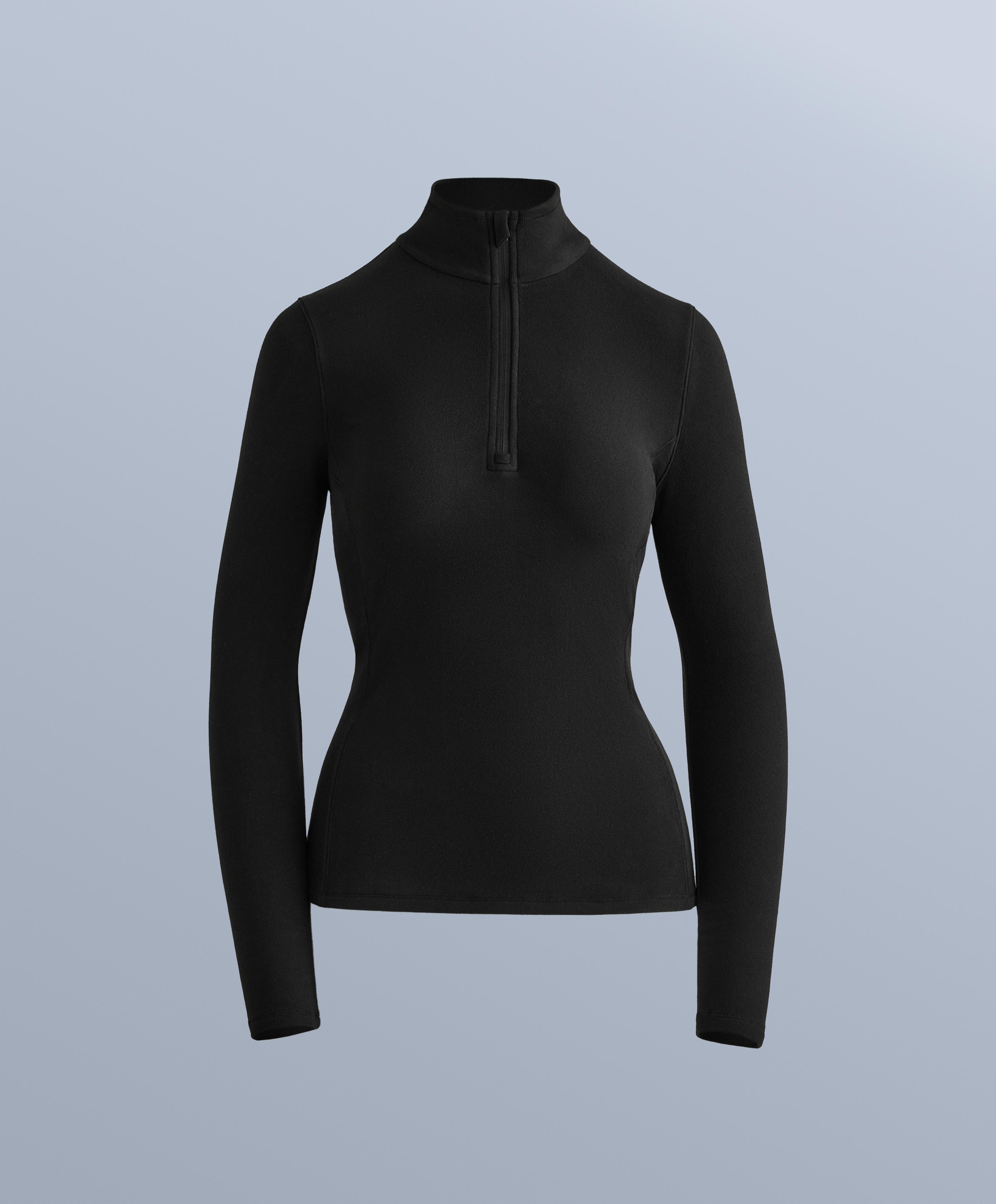 Half-zip polar thermal base layer T-shirt — BLACK