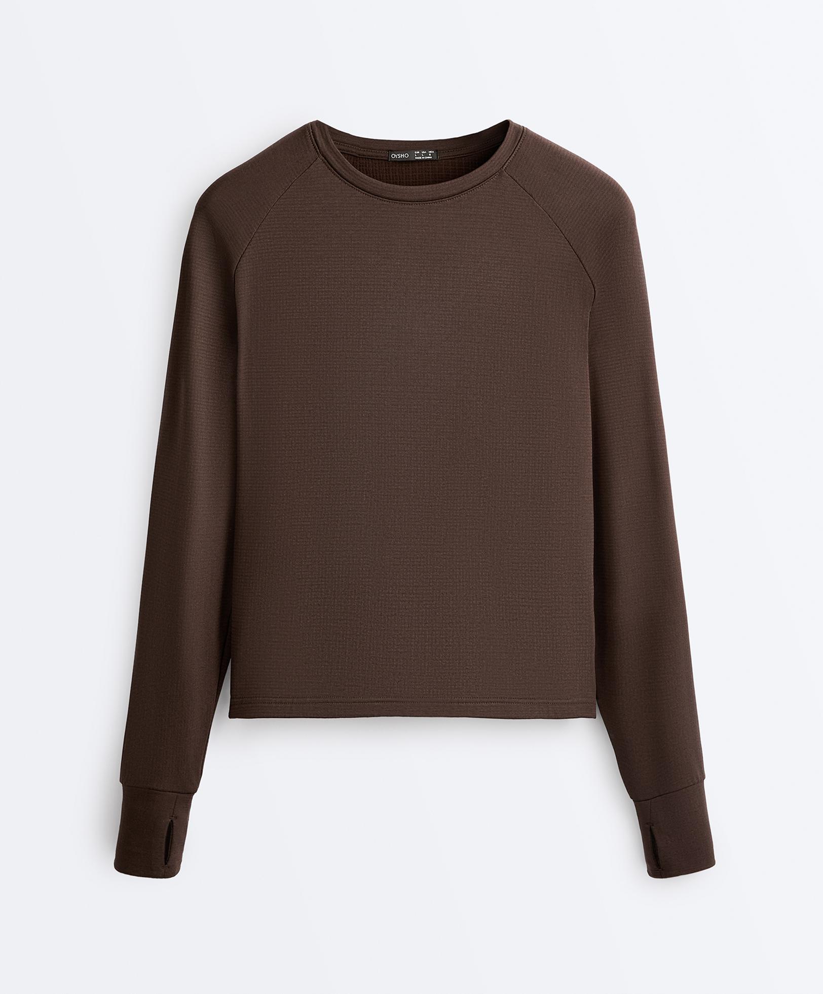 Long-sleeved technical T-shirt — BROWN