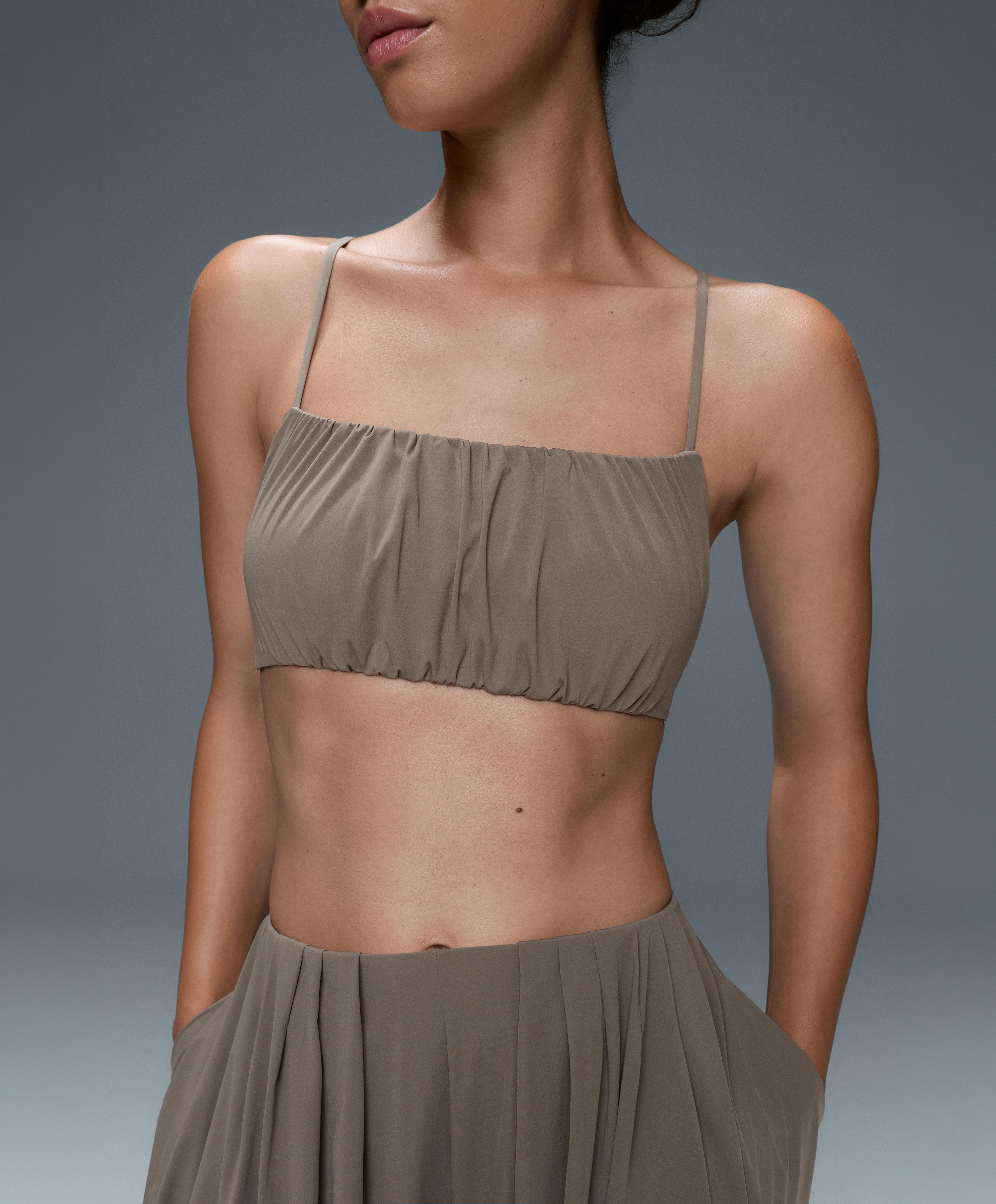 Light Touch ruched low-support bra — KHAKI-GREY