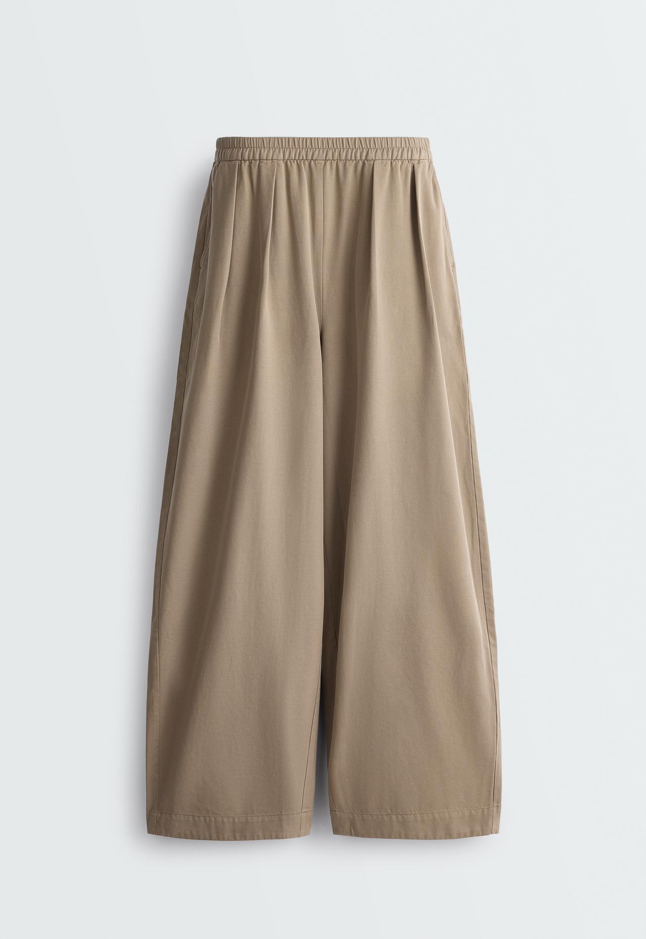 Tapered pleat cotton-blend trousers — WASHED KHAKI