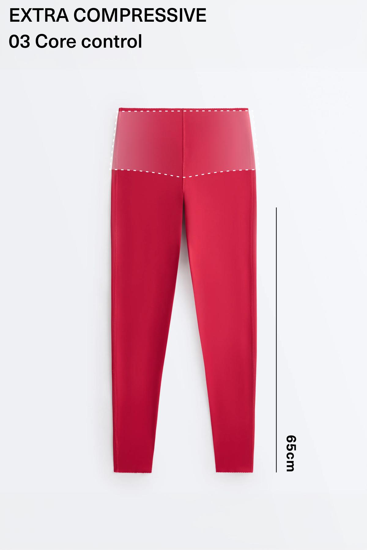 Extra-compressive core-control 65cm ankle-length leggings — RED