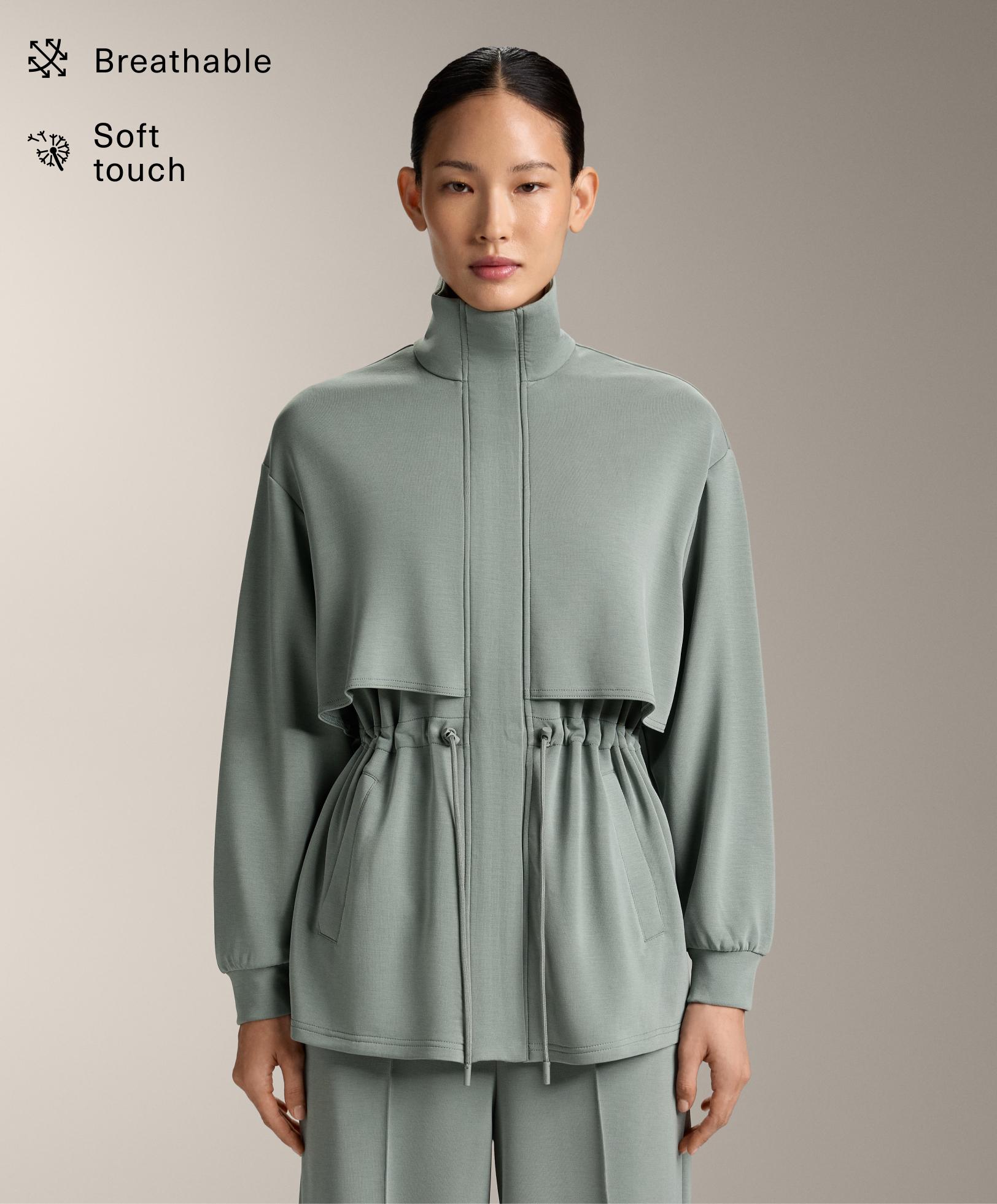 Long soft-touch jacket with modal and pockets Long soft-touch jacket with modal and pockets