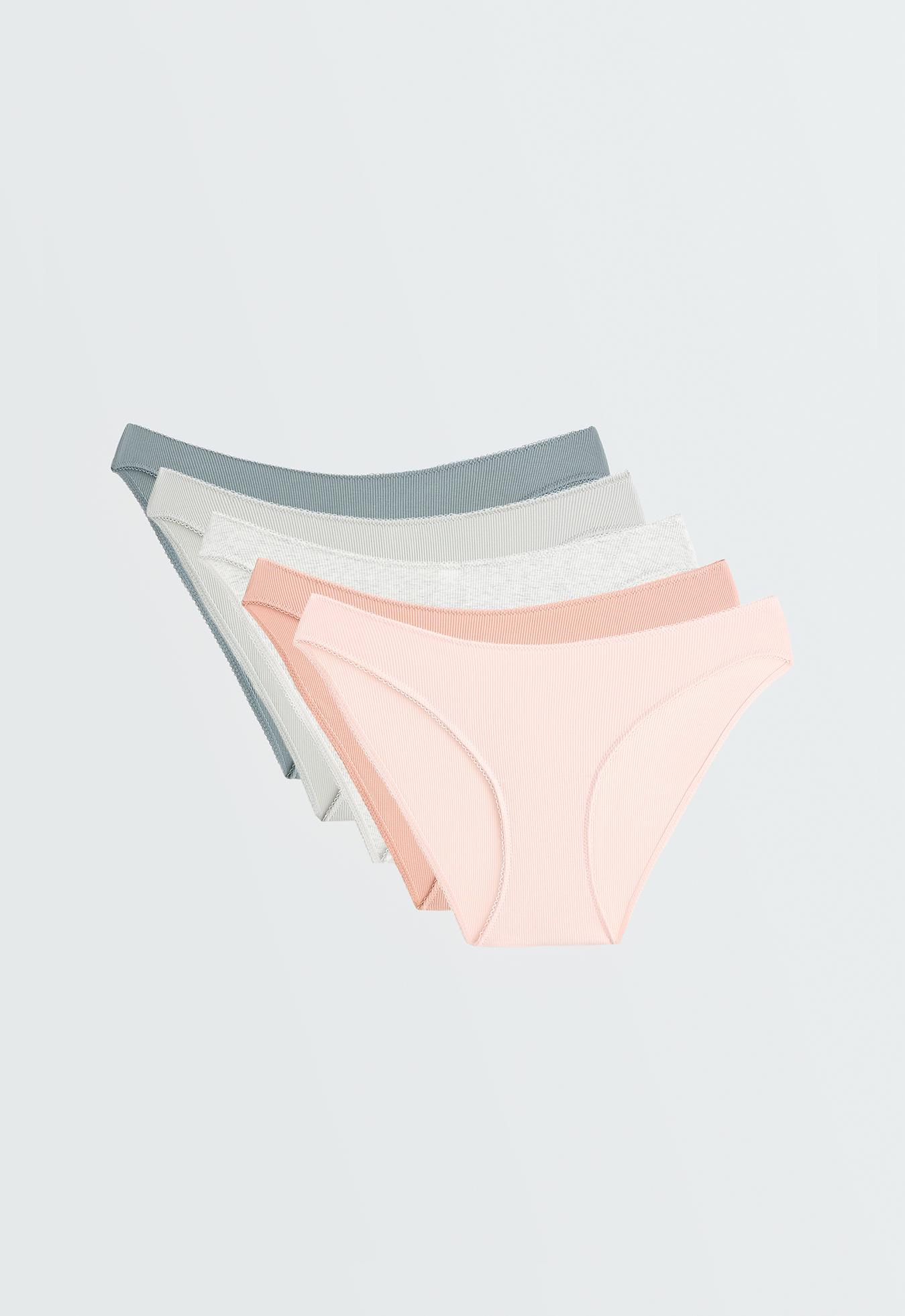 5 classic U-cut rib cotton briefs — PEACH   