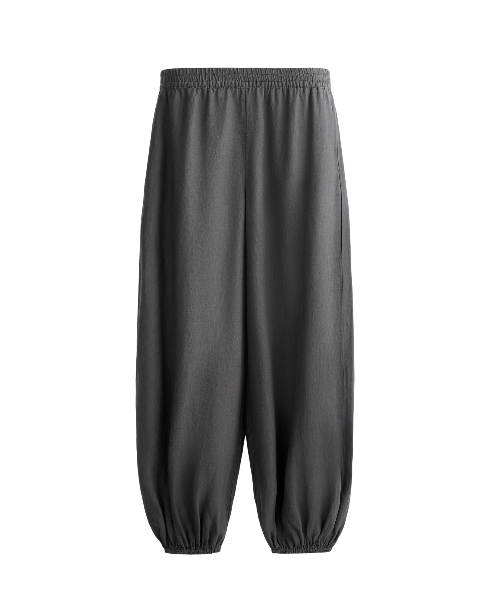 100% linen bloomer trousers — STEEL GREY