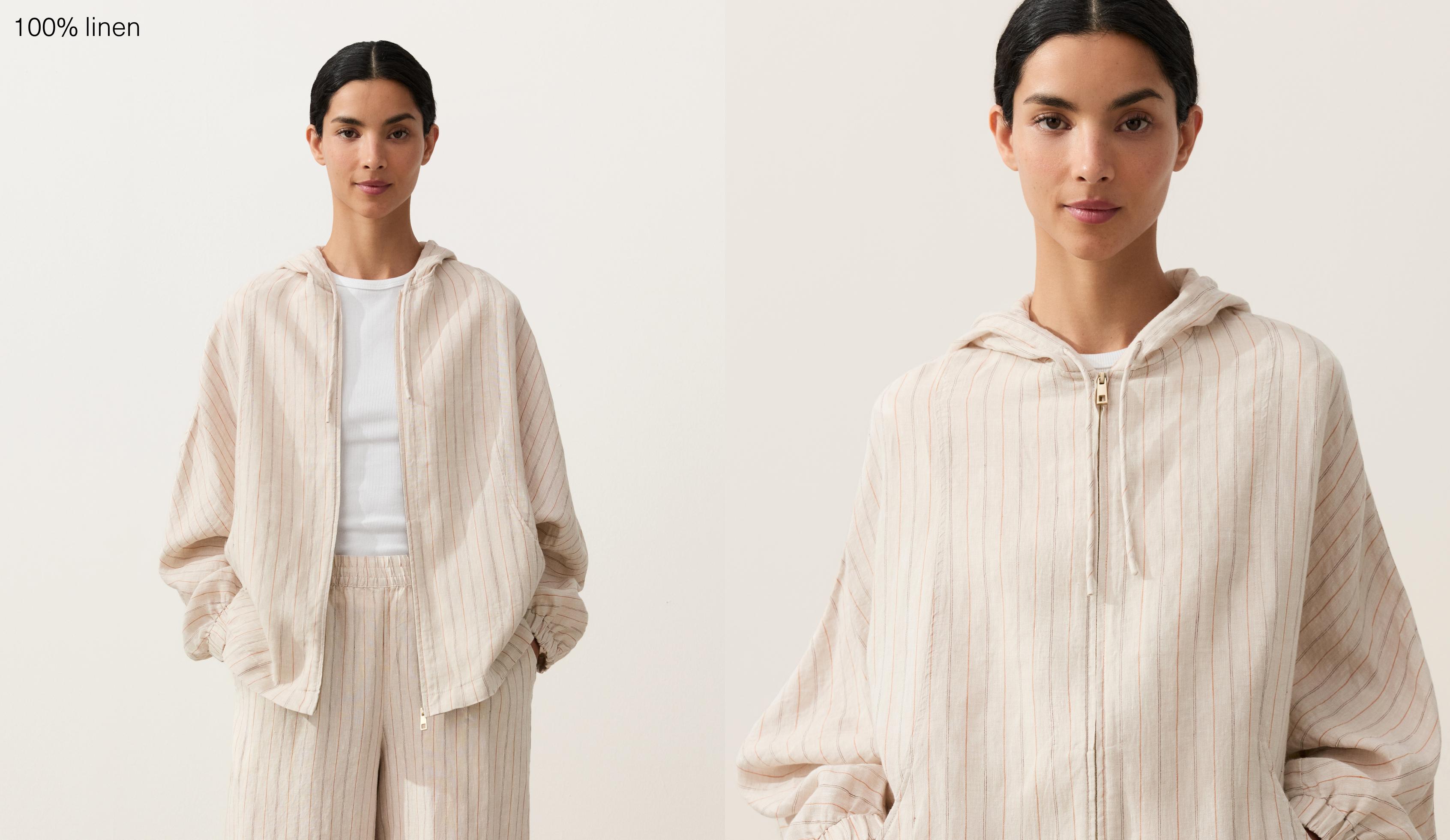 جاكيت بغطاء رأس 100% كتان