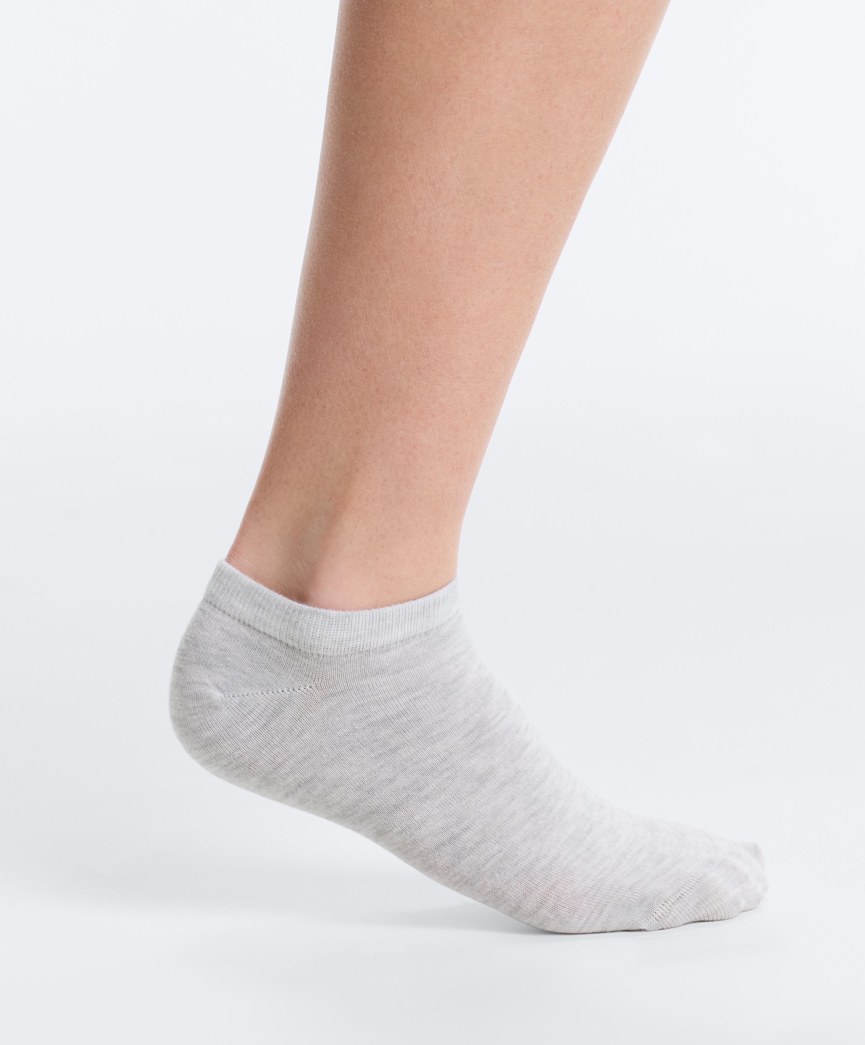 5 pairs of cotton sneaker socks — PALE GREY MELANGE