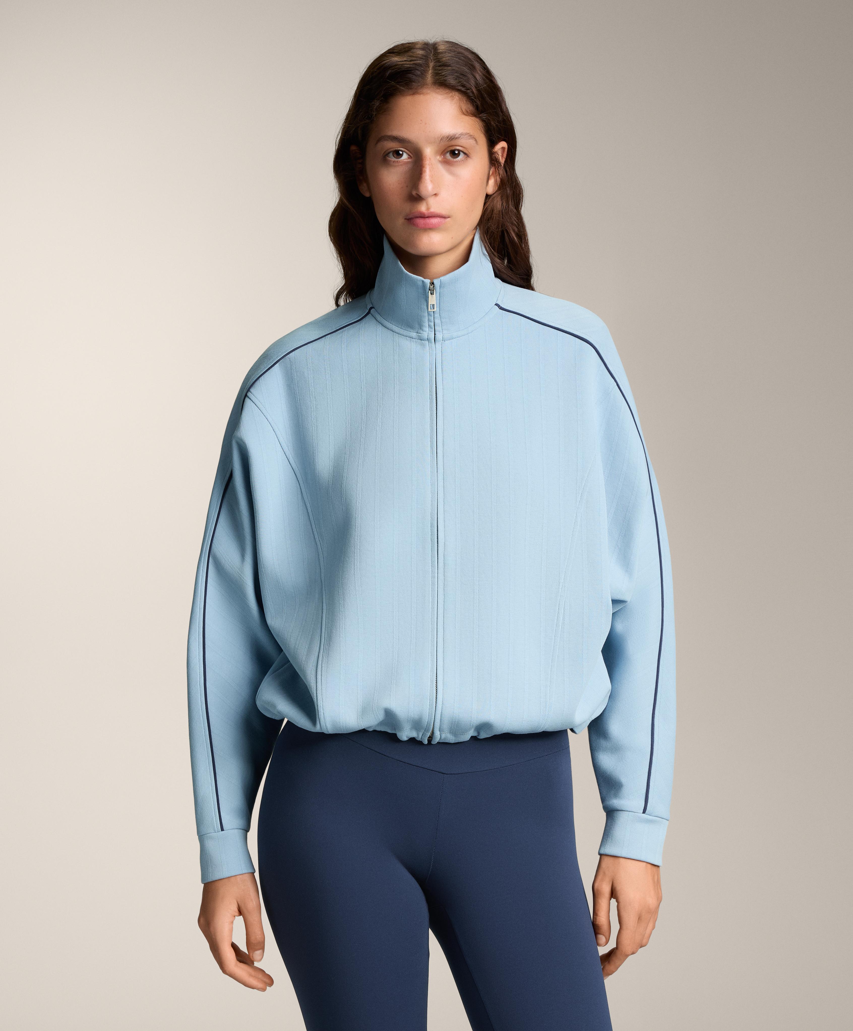 Piqué jacket with side piping and cotton — SKY BLUE