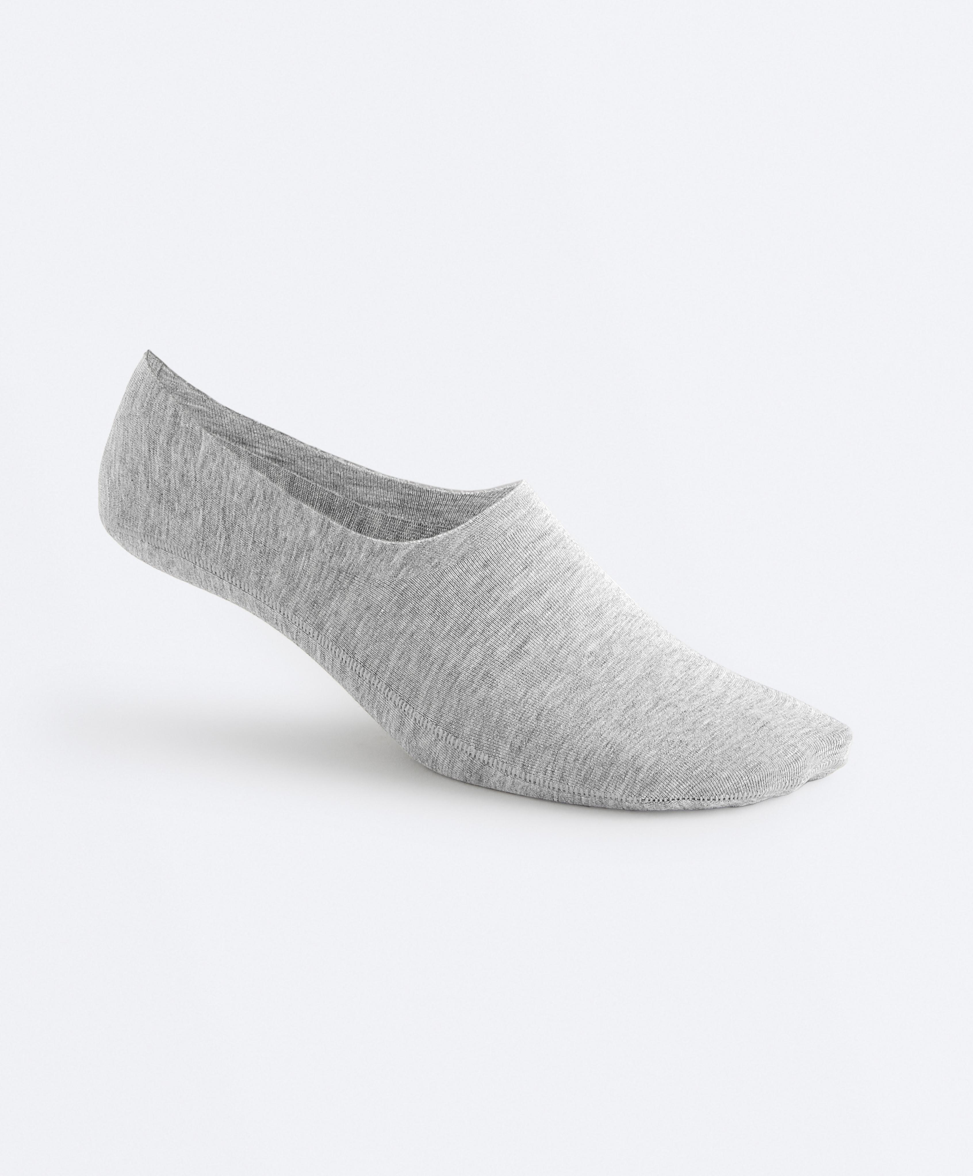 2 pairs of high-cut ribbed cotton blend invisible socks — DARK-GREY MELANGE