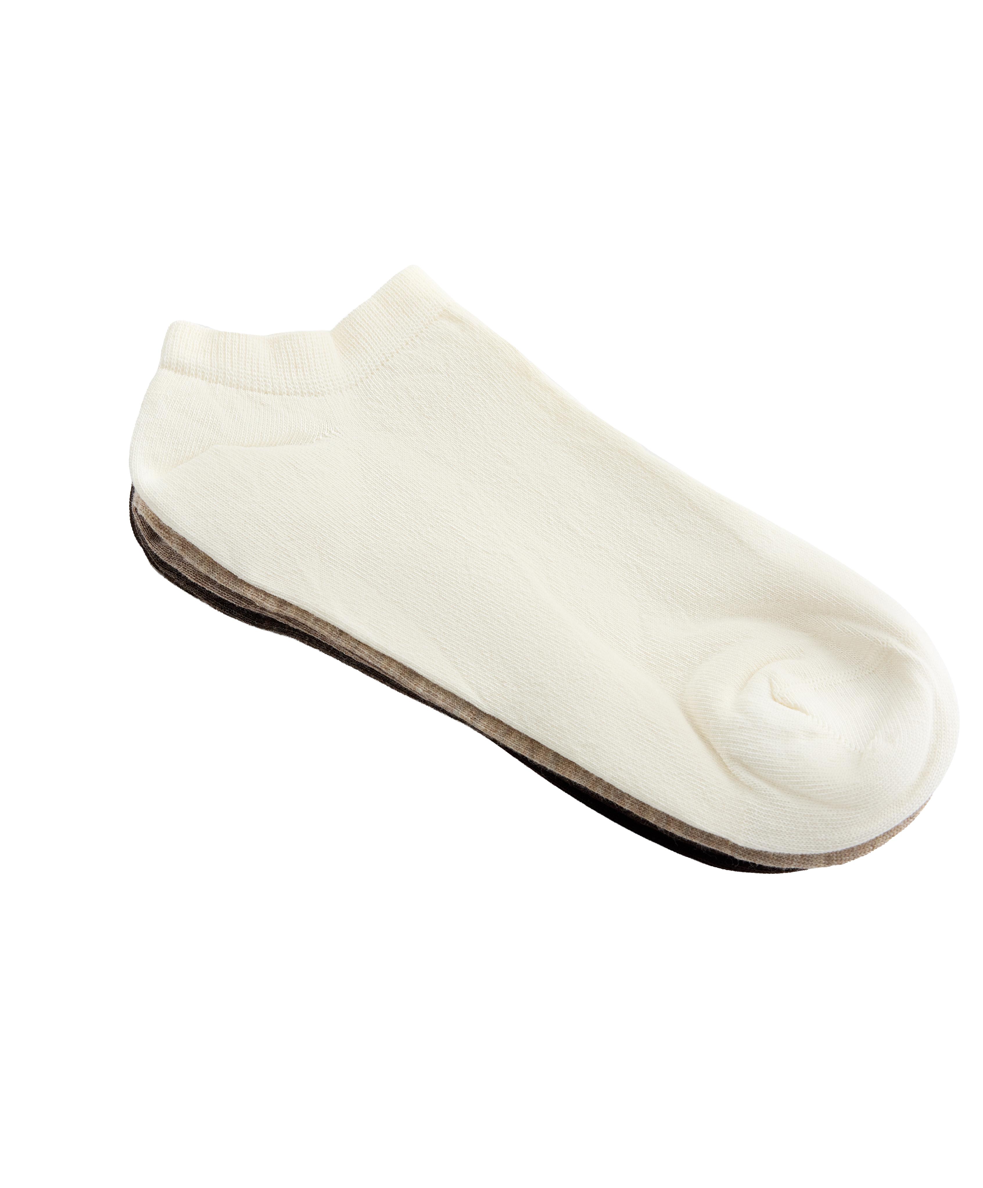 5 pairs of cotton-blend sneaker socks — SAND MELANGE