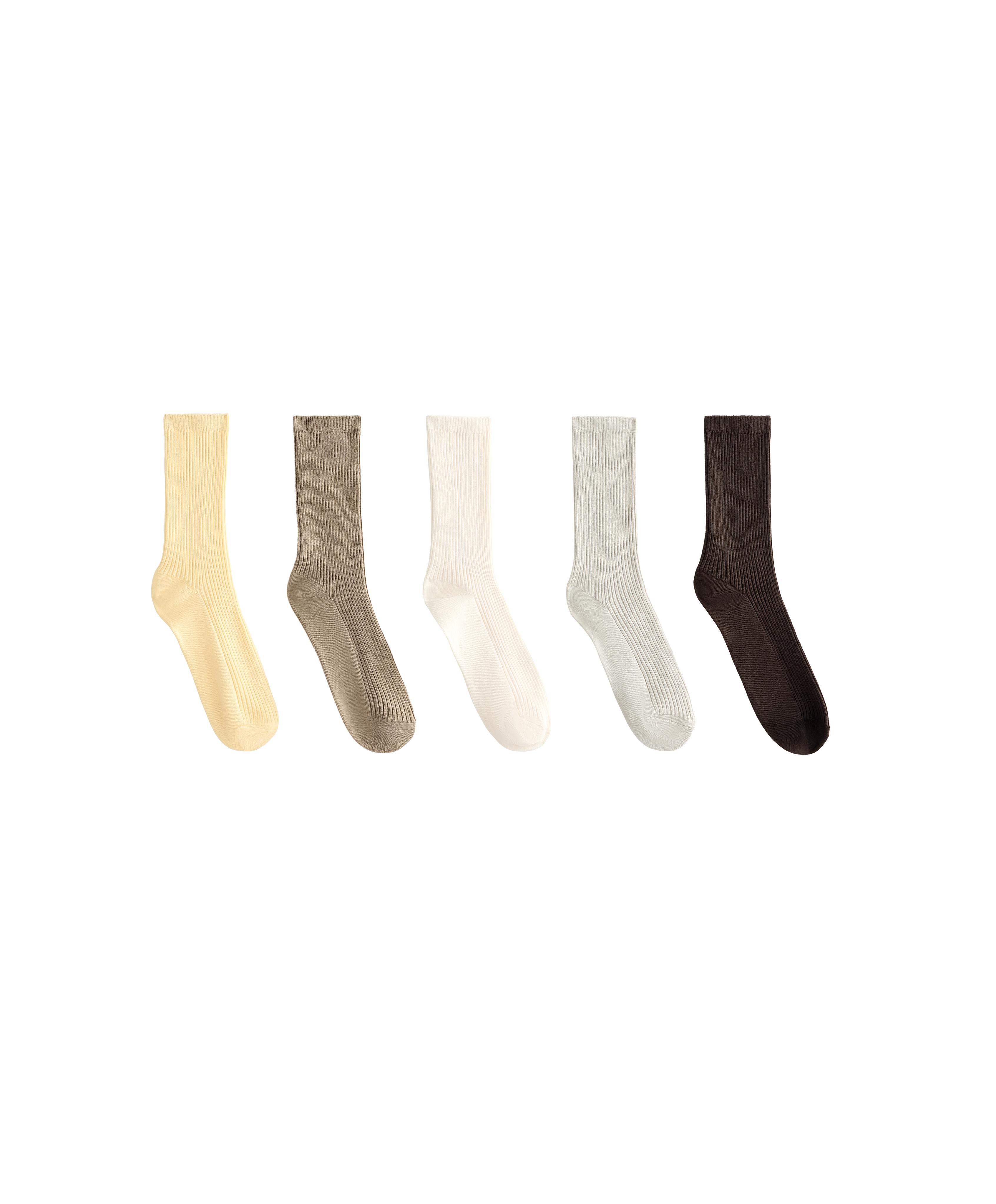 5 pairs of cotton blend classic socks — PALE YELLOW