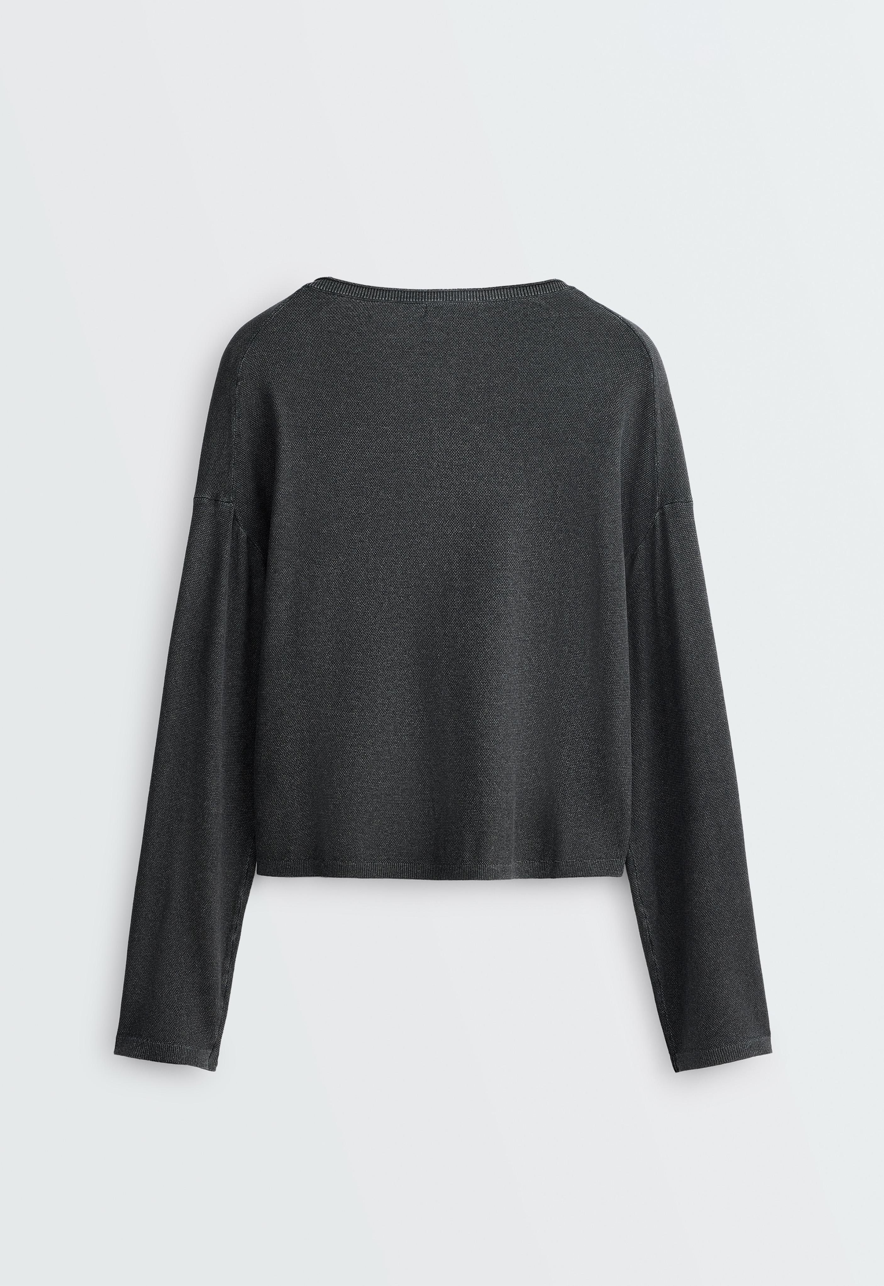 Long-sleeve waffle knit jumper — DARK ANTHRACITE